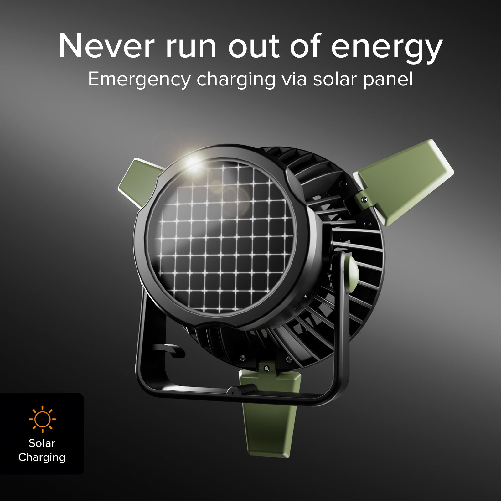 Fan with 4000 mAh Power Bank, adjustable light and solar charging