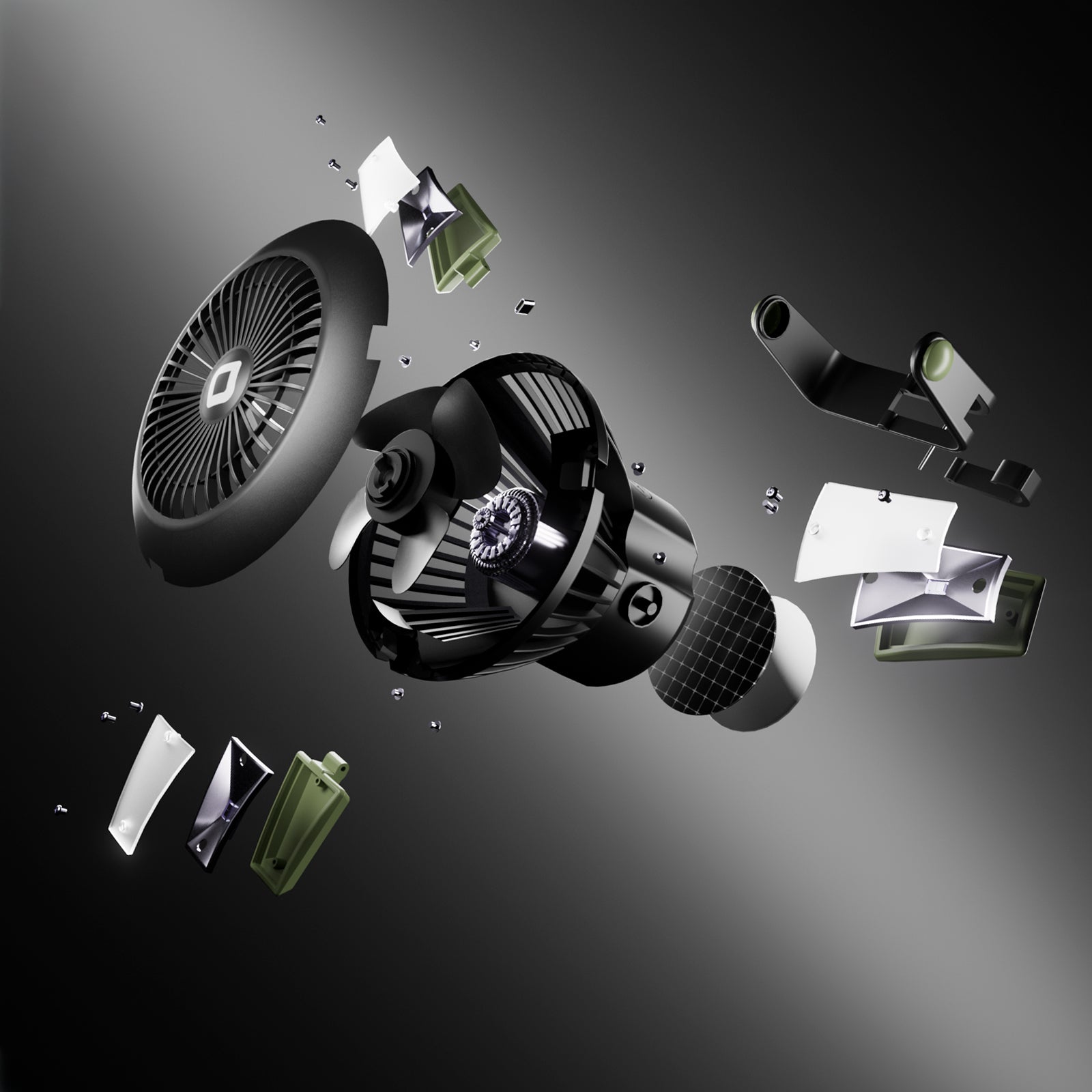 Fan with 4000 mAh Power Bank, adjustable light and solar charging