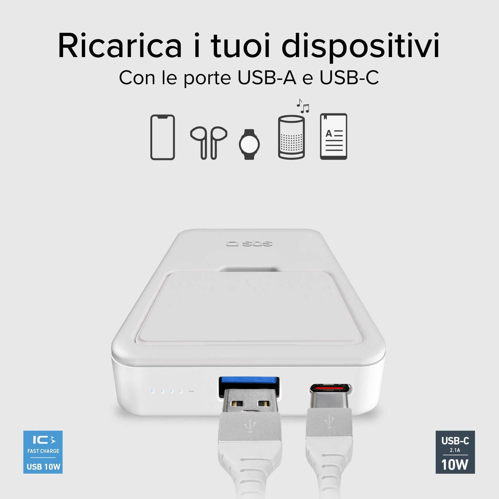Power bank da 5000 mAh wireless magnetico con funzione stand