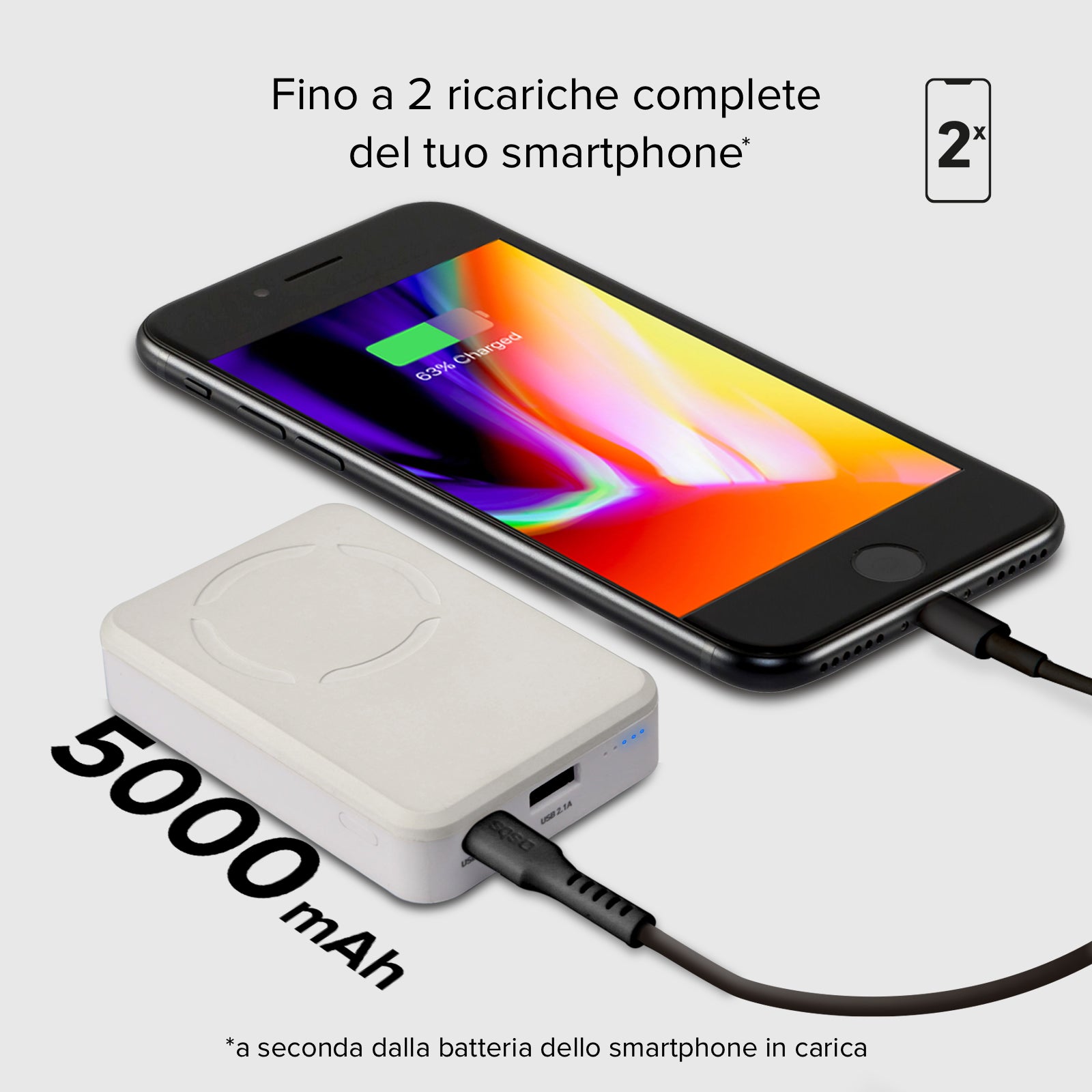 Power bank da 5000 mAh wireless magnetico con funzione stand