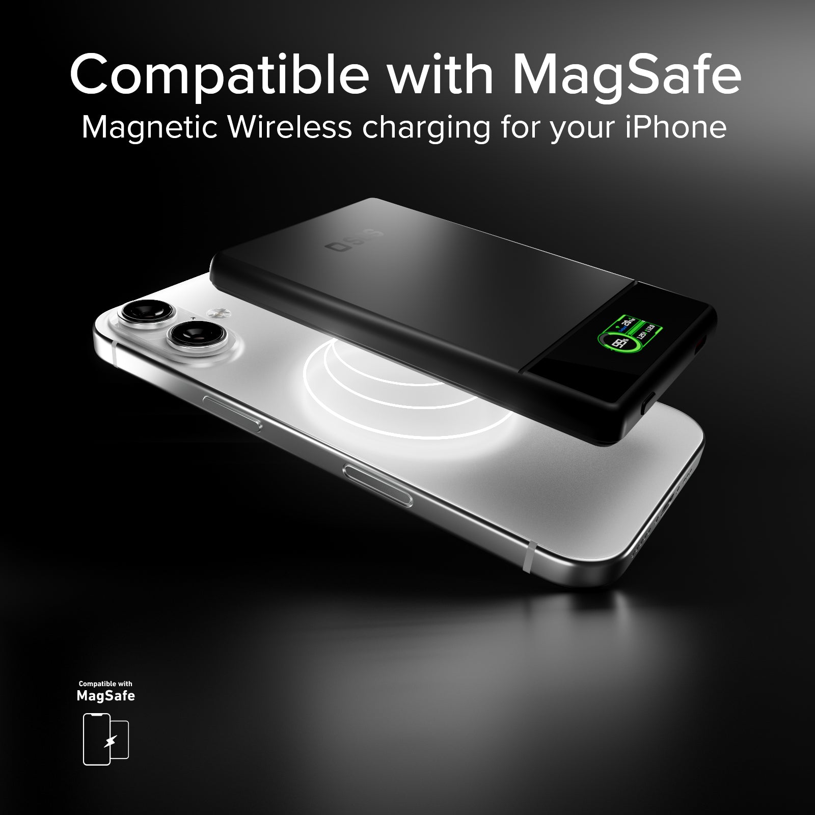Power bank magnetico 5000 mAh con display e ricarica 15W