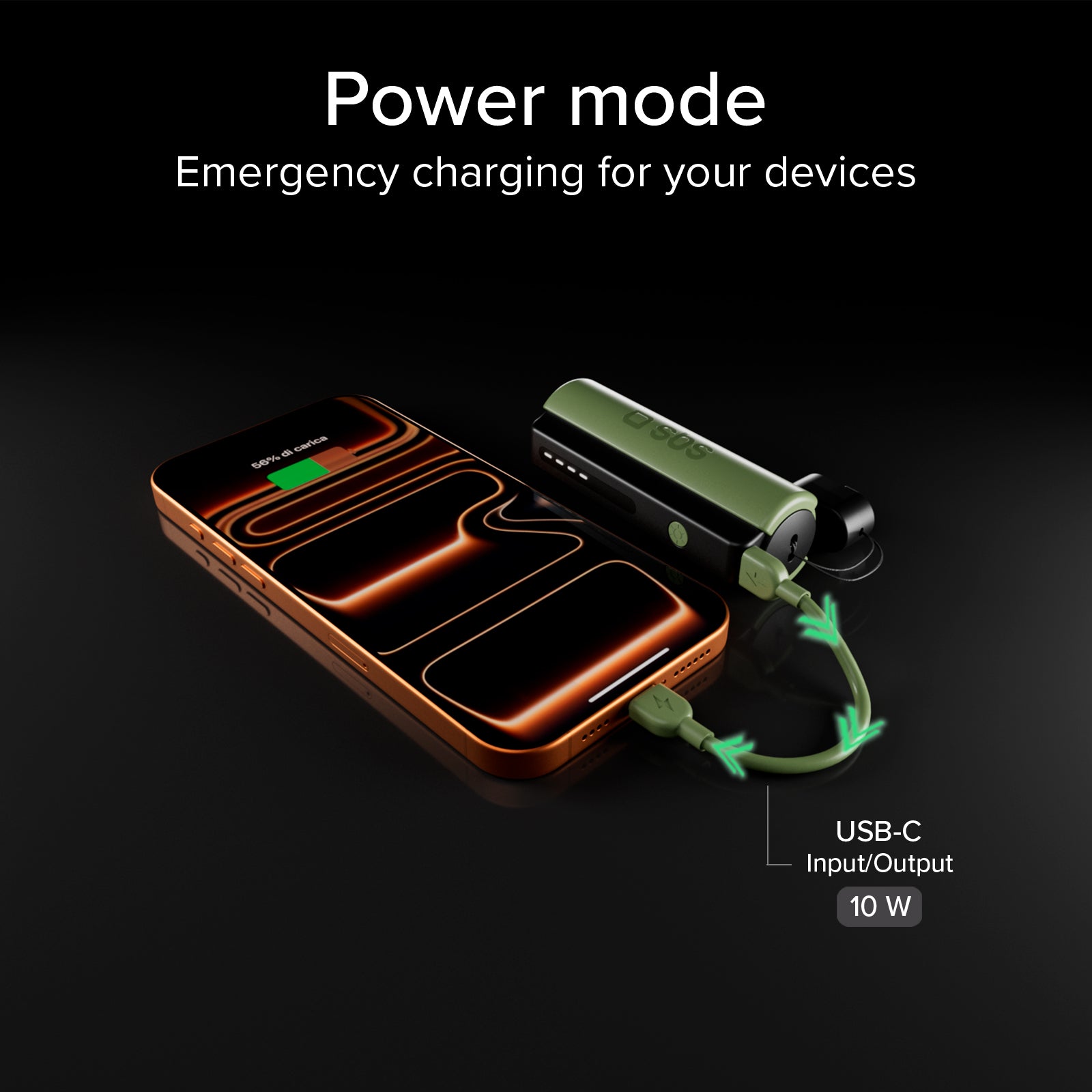 Batería externa compacta de 5000 mAh con linterna LED, puerto USB-C de 10 W, cable USB-C incluido, ideal para la vida al aire libre y las acampadas