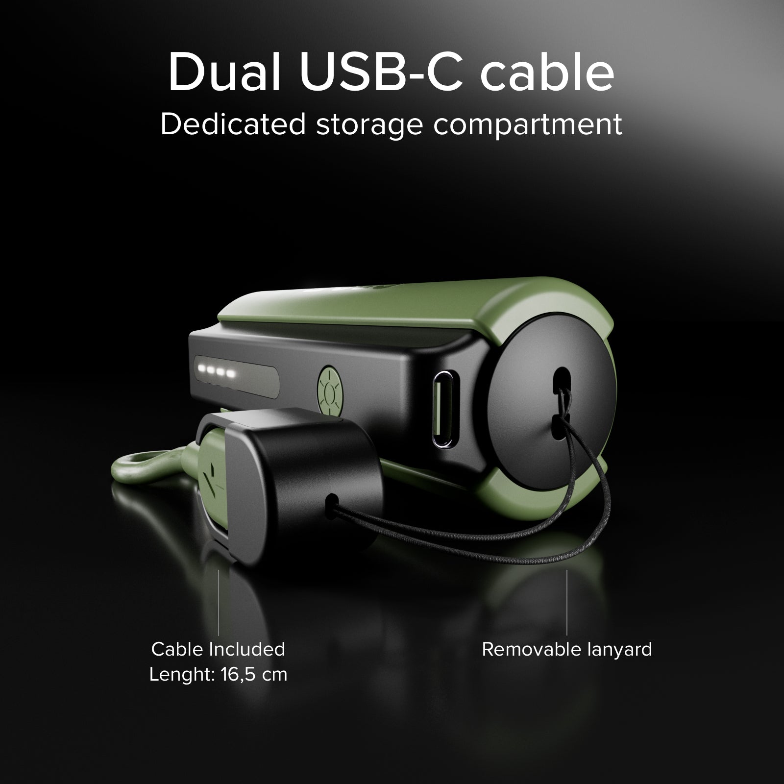 Compact 5000 mAh Power Bank with LED torch, 10 W USB-C port, USB-C cable included, ideal for camping and outdoor use