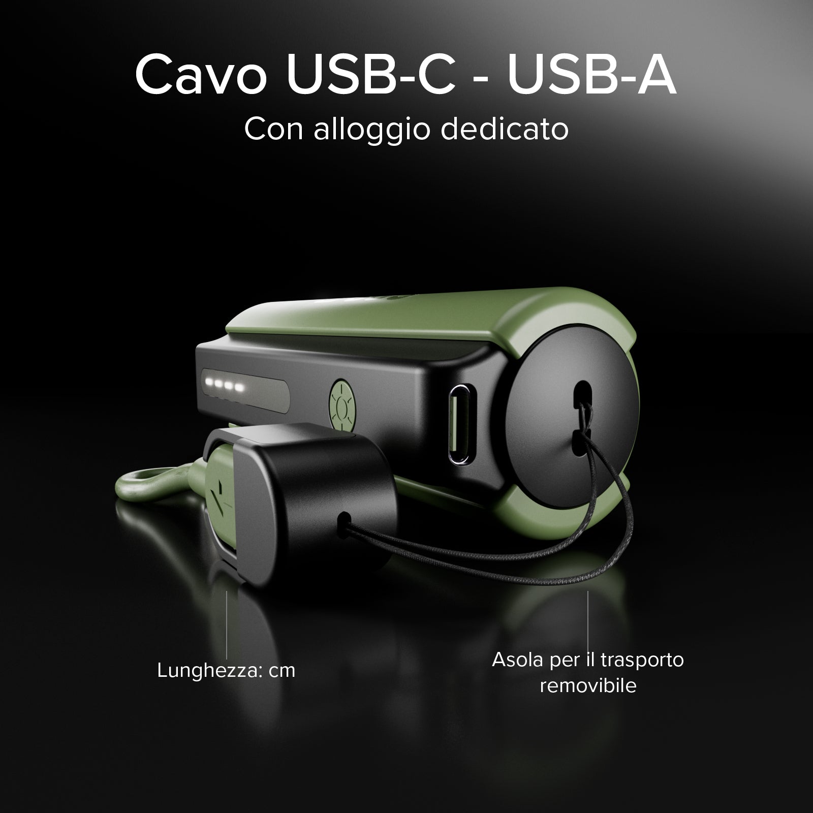 Batería externa compacta de 5000 mAh con linterna LED, puerto USB-C de 10 W, cable USB-C incluido, ideal para la vida al aire libre y las acampadas