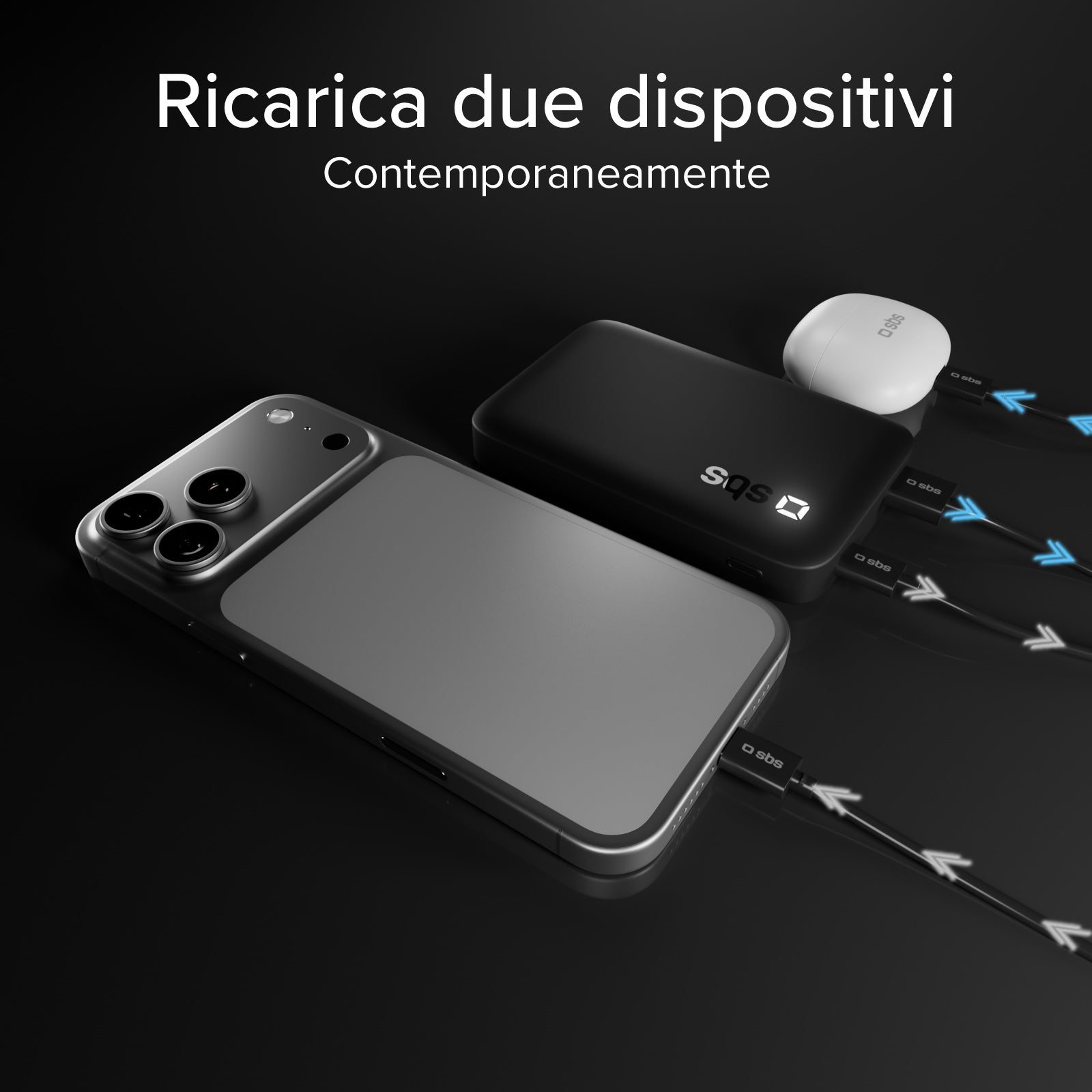 Power Bank SBS 10000 mAh High Density – Compatto con porte USB-C e USB-A