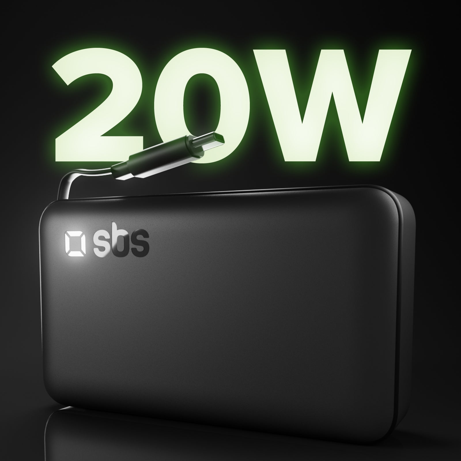 Power Bank 10.000 mAh con cavo USB-C retrattile e ricarica rapida