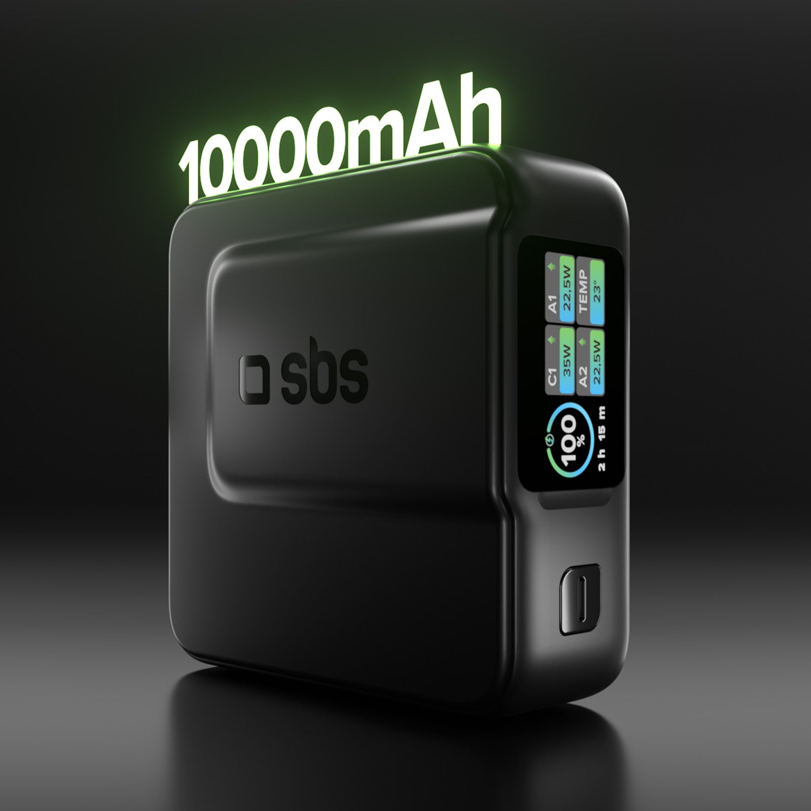 10,000 mAh Power Control 2.0 power bank with smart display and 35 W PD charging