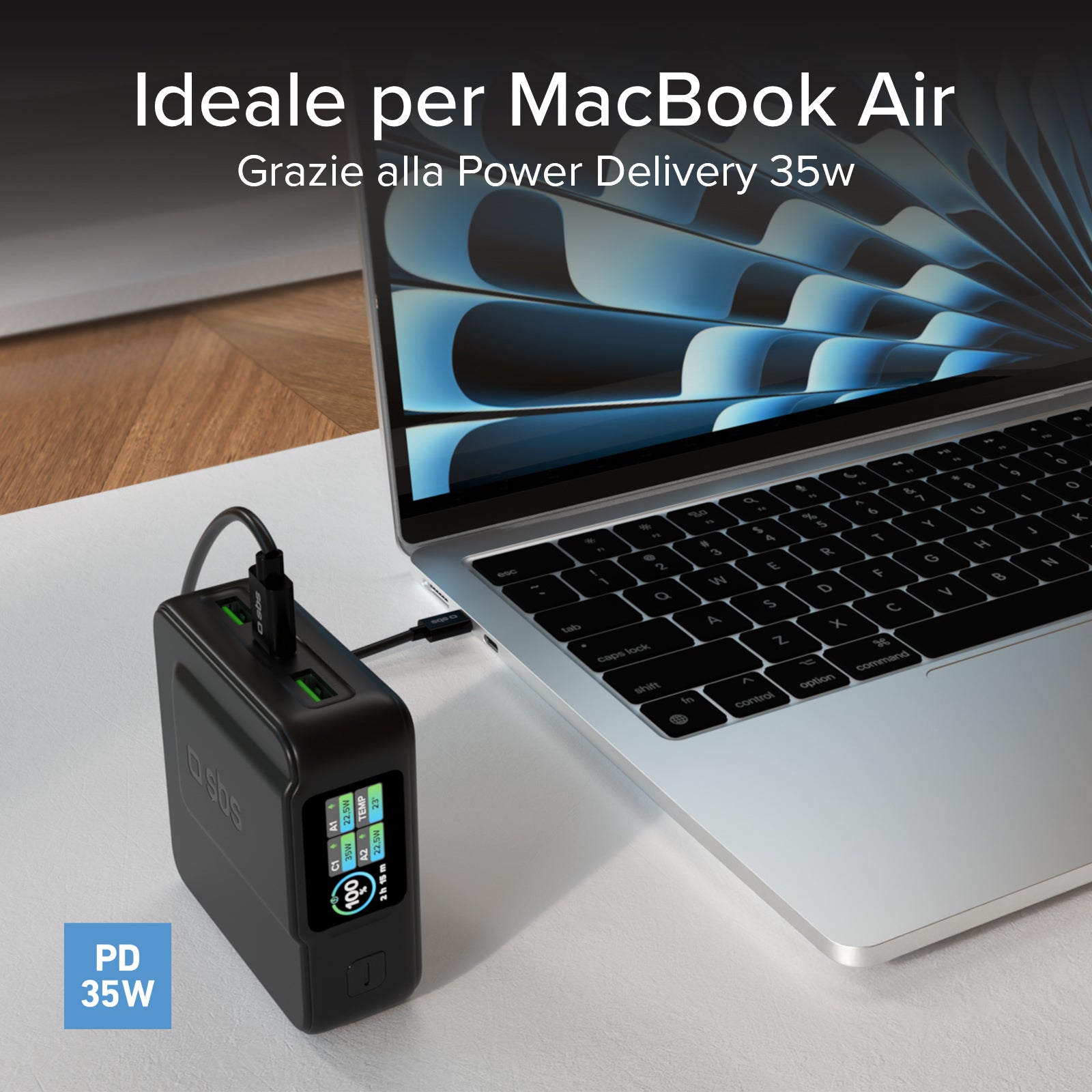 10,000 mAh Power Control 2.0 power bank with smart display and 35 W PD charging