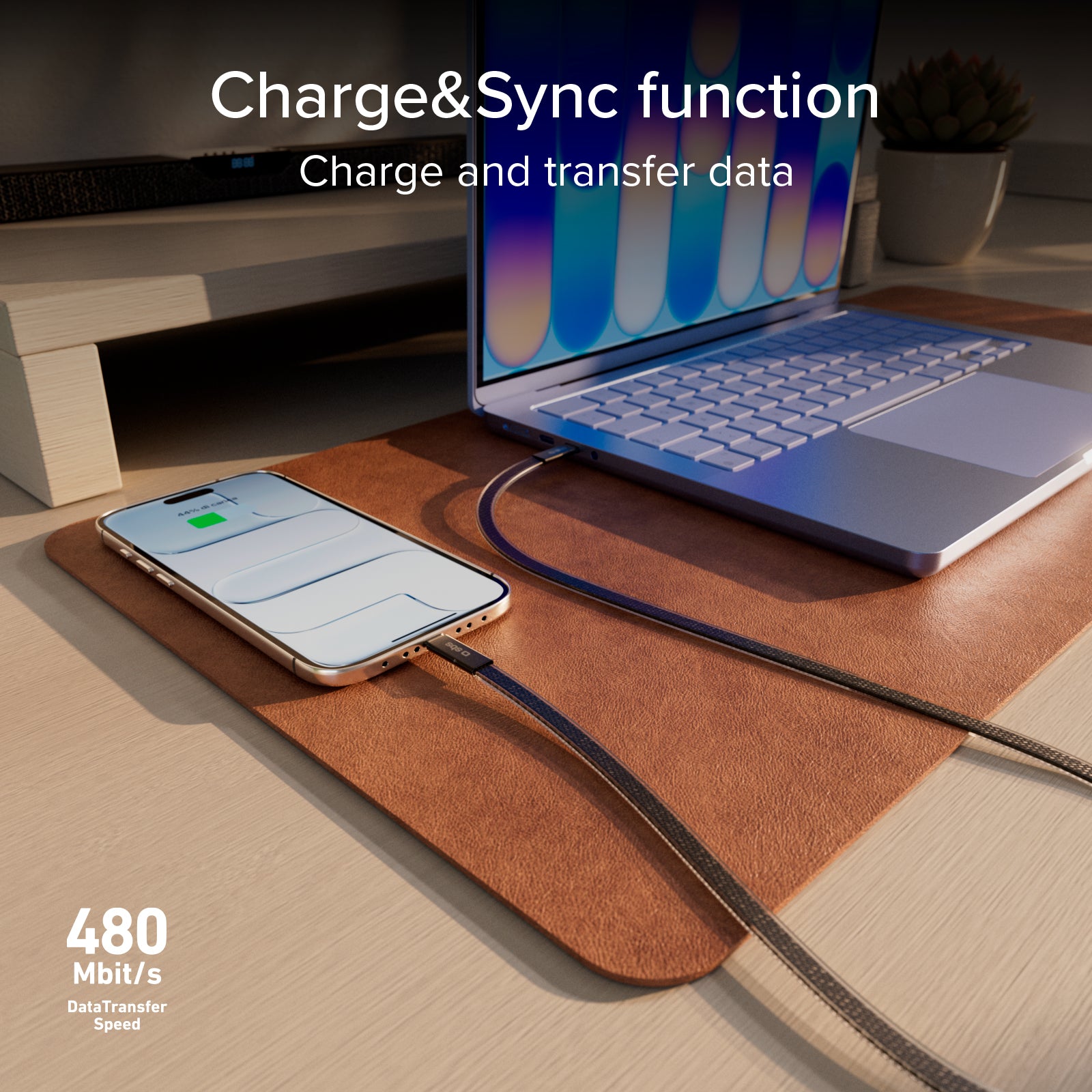 El cable de carga y datos, con conectores USB-C 2.0, 1 m
