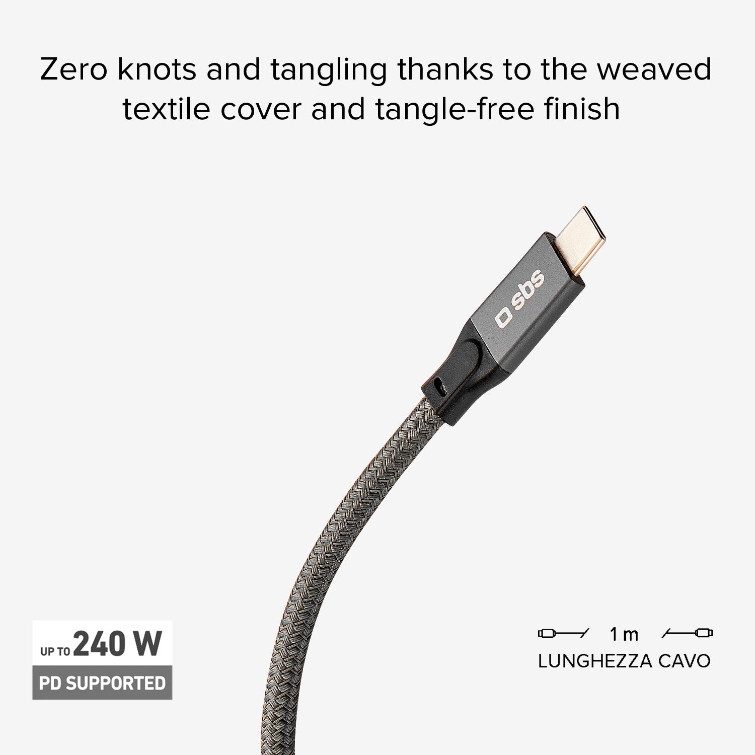 Câble données & recharge USB-C - USB-C 240W avec lecture vidéo