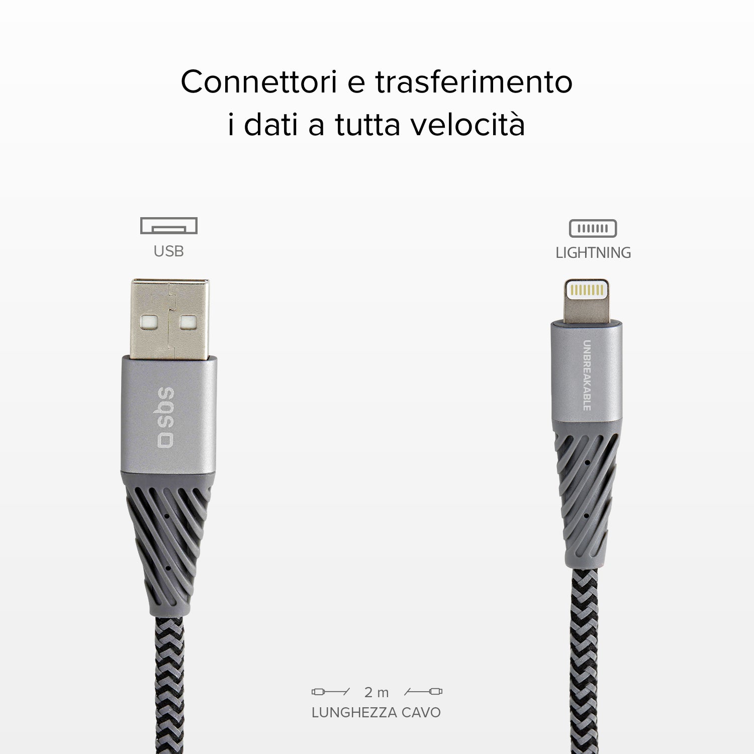Cavo rifrangente in fibra aramidica USB 2.0 Lightning