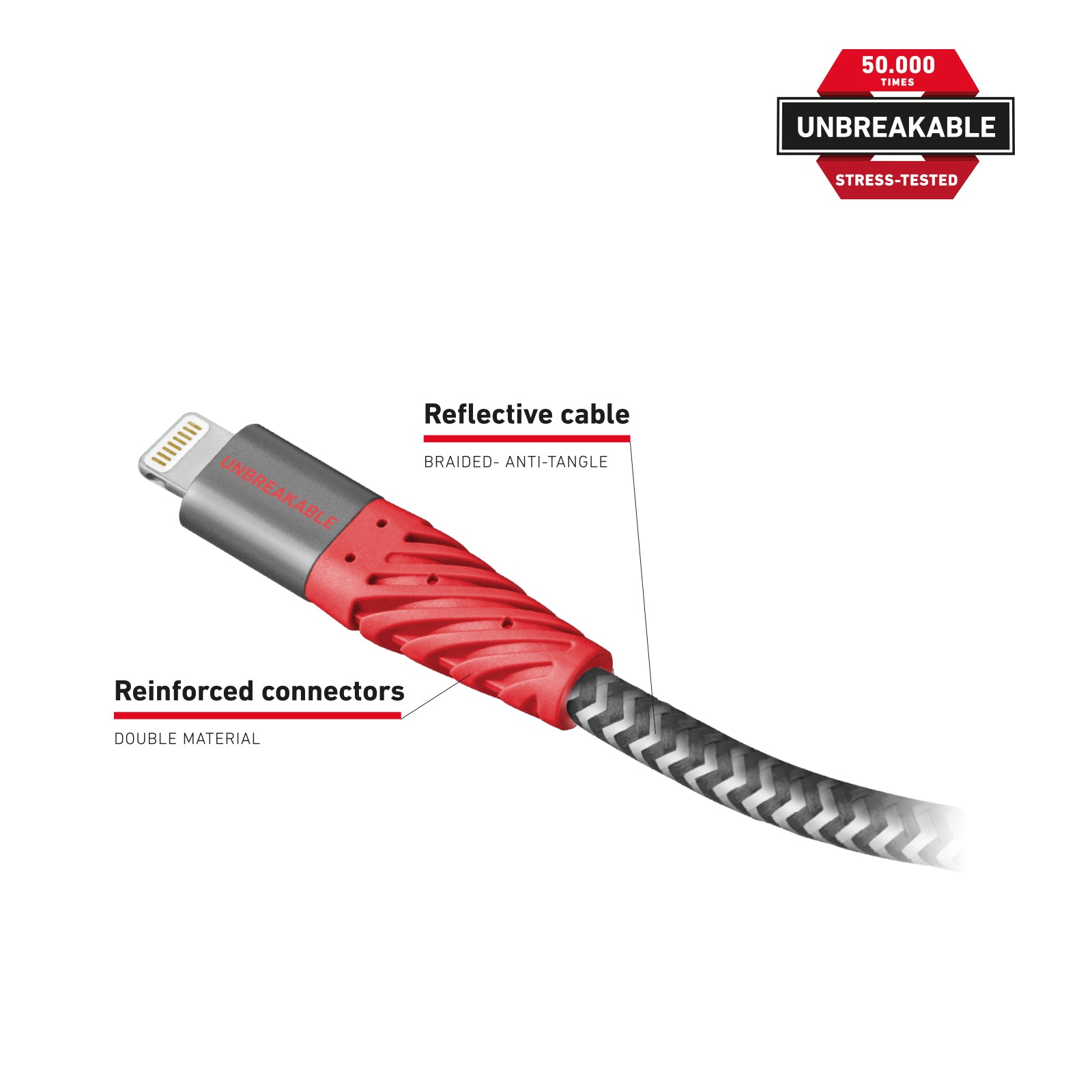 Cable reflectante de fibra de aramida USB 2.0 Lightning