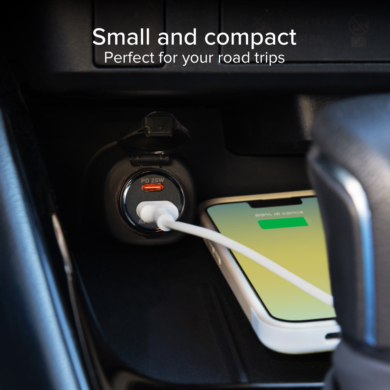 25W car charger - Ultra-fast charging with Power Delivery (PD)