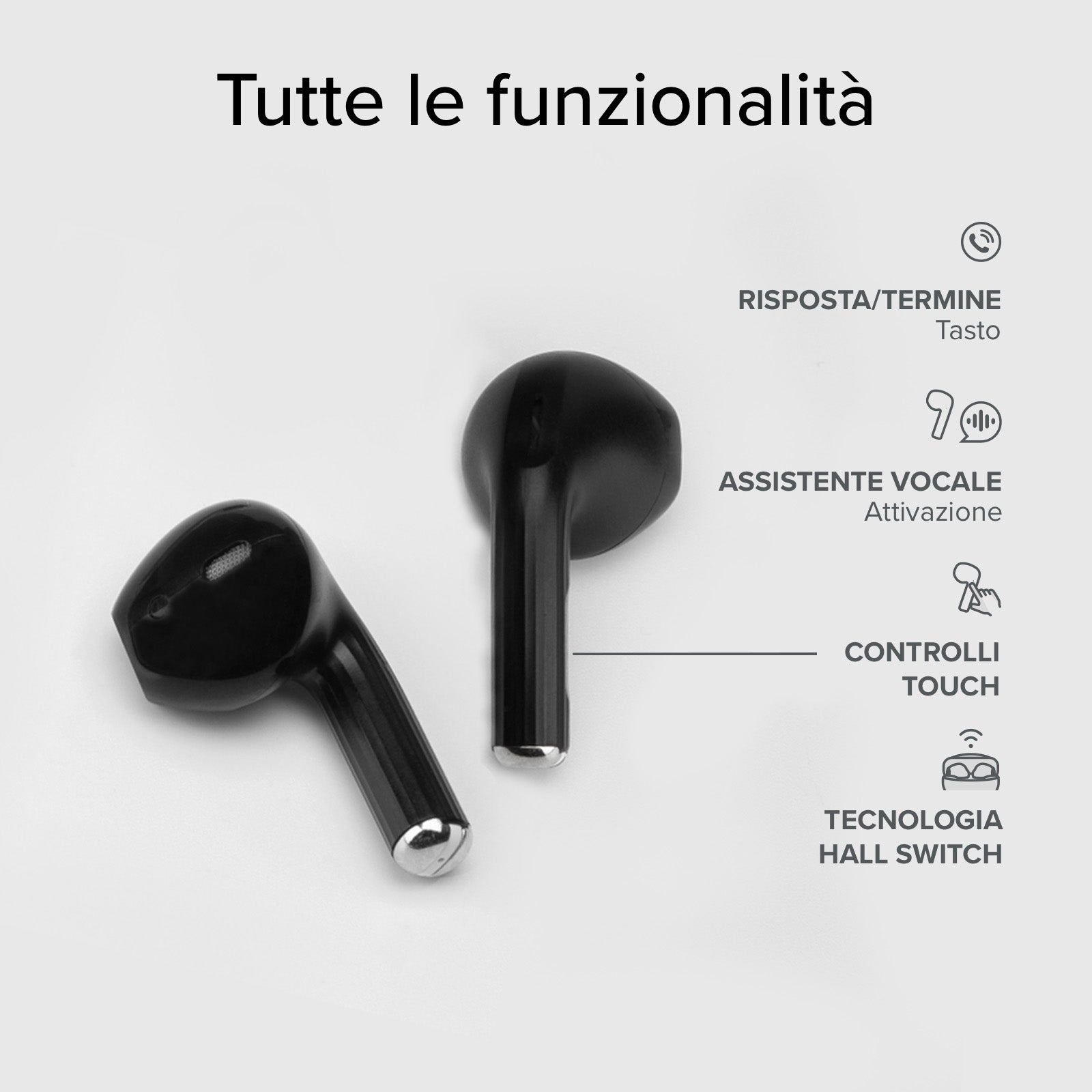 Auricolari TWS con custodia di ricarica da 250 mAh