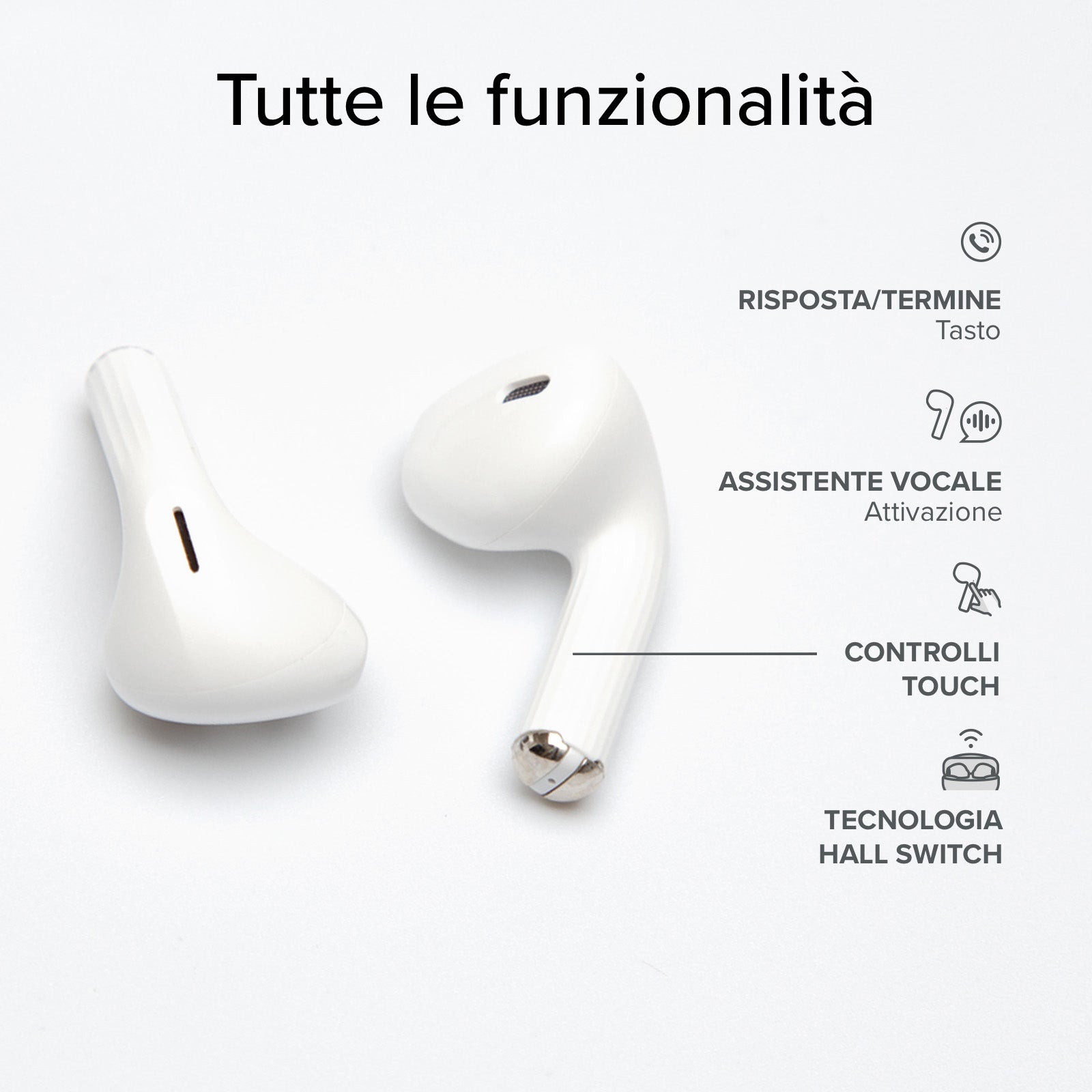 Auricolari TWS con custodia di ricarica da 250 mAh