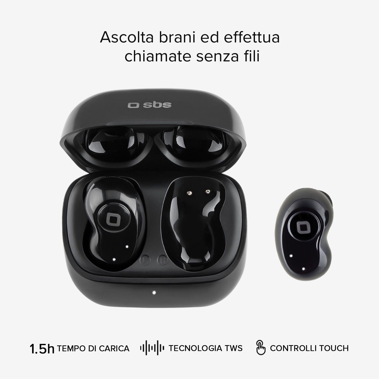 Twin Black Gem - Auricolari True Wireless Stereo semi in-ear