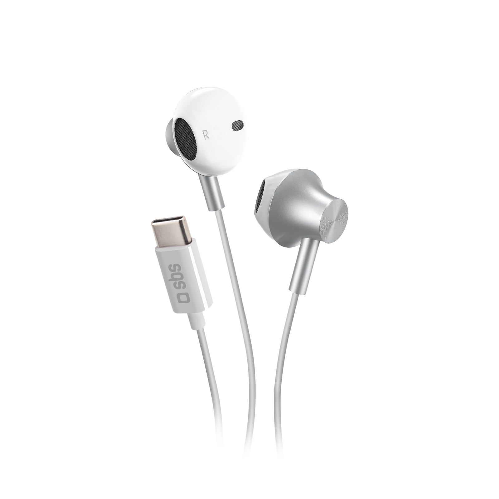 Semi-in-Ear-Kopfhörer aus Metall mit USB-C-Anschluss und integrierten Steuerungstasten