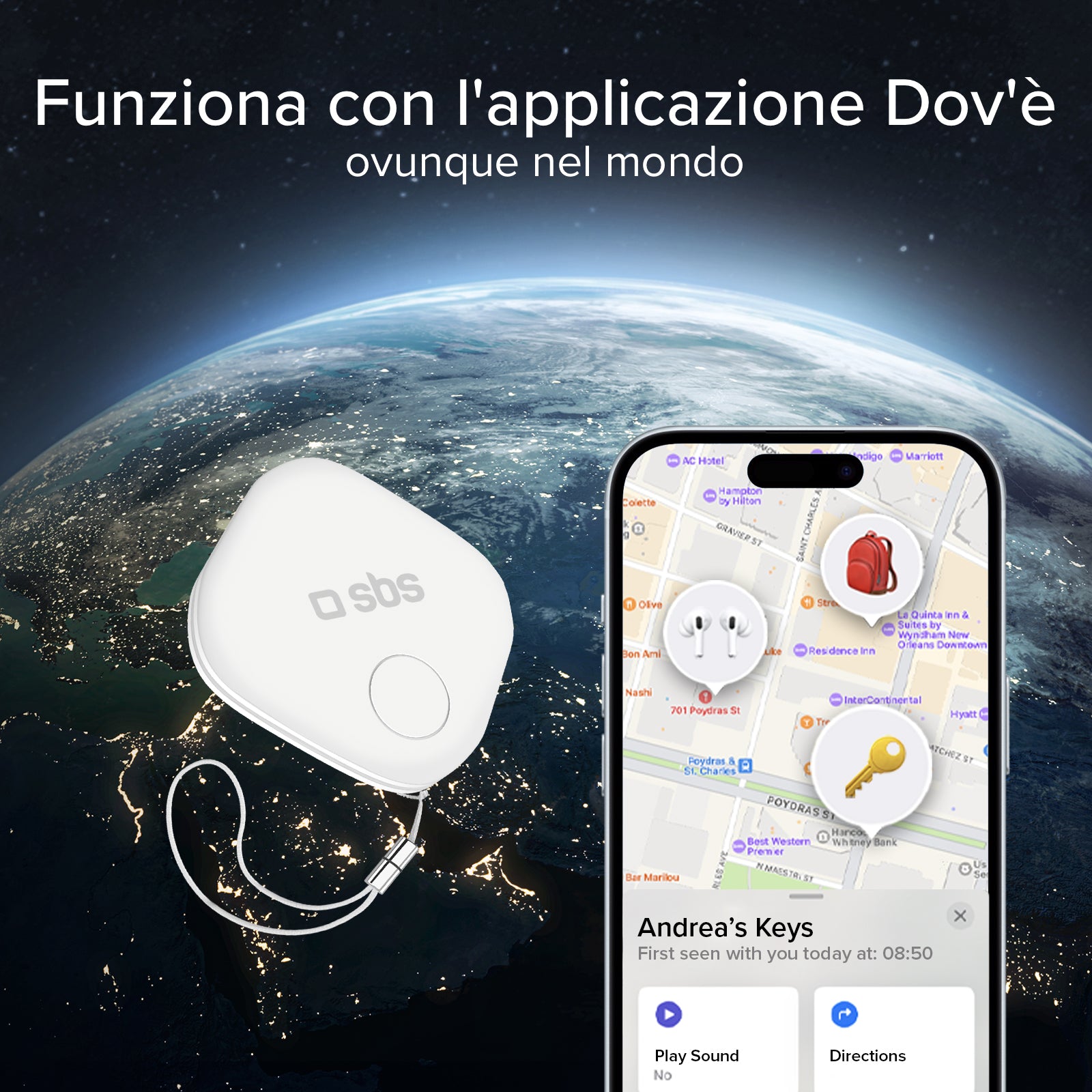 Rastreador compatible con la tecnología Find My de Apple