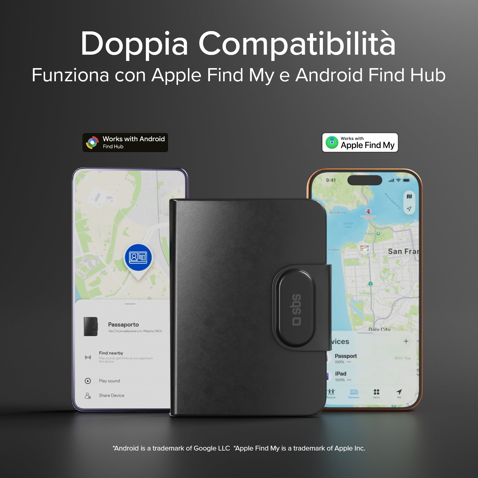 Porte-passeport Track My Passport avec tracker Apple Find My/Google Find Hub