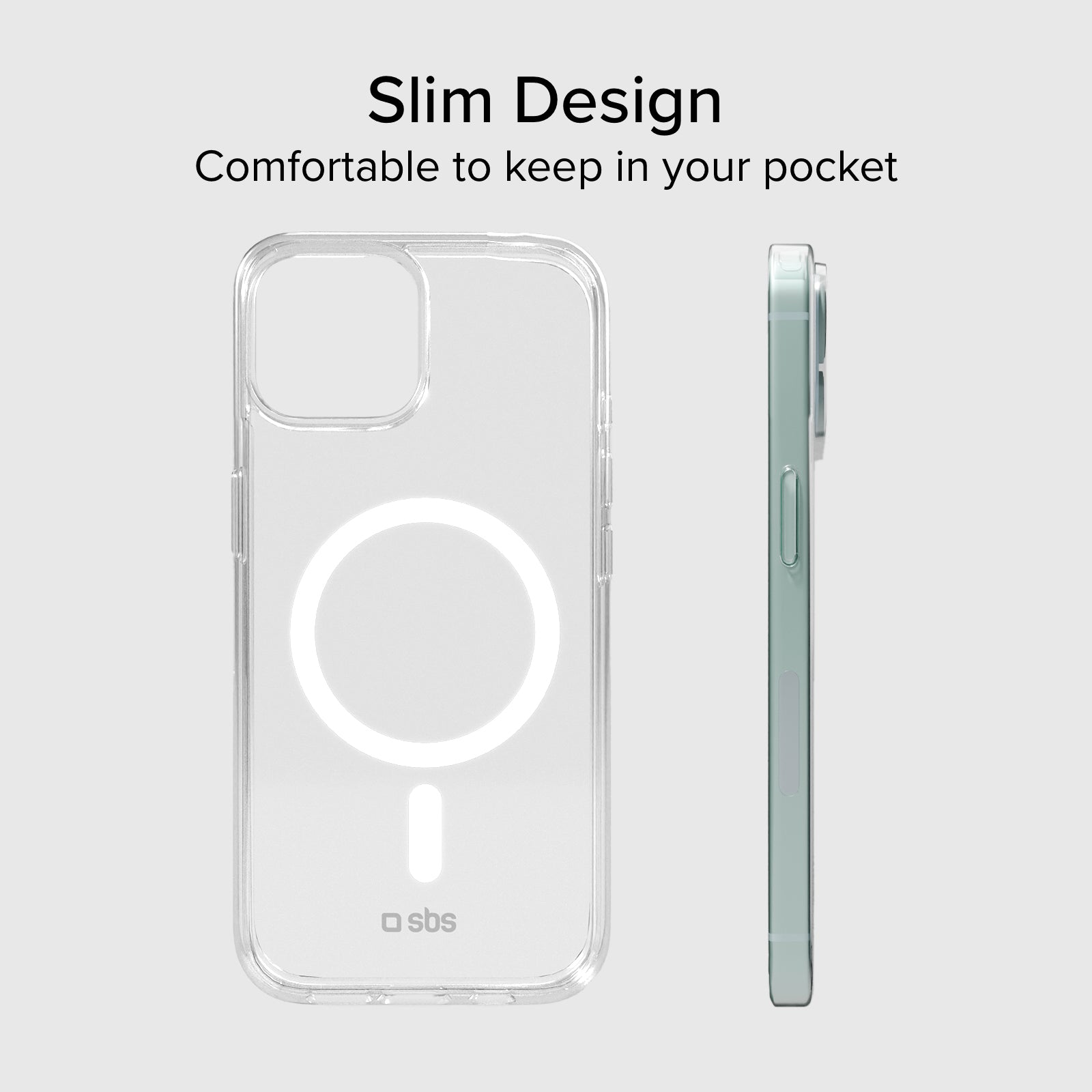 Rigid transparent case compatible with MagSafe charging for iPhone 15 Plus/14 Plus
