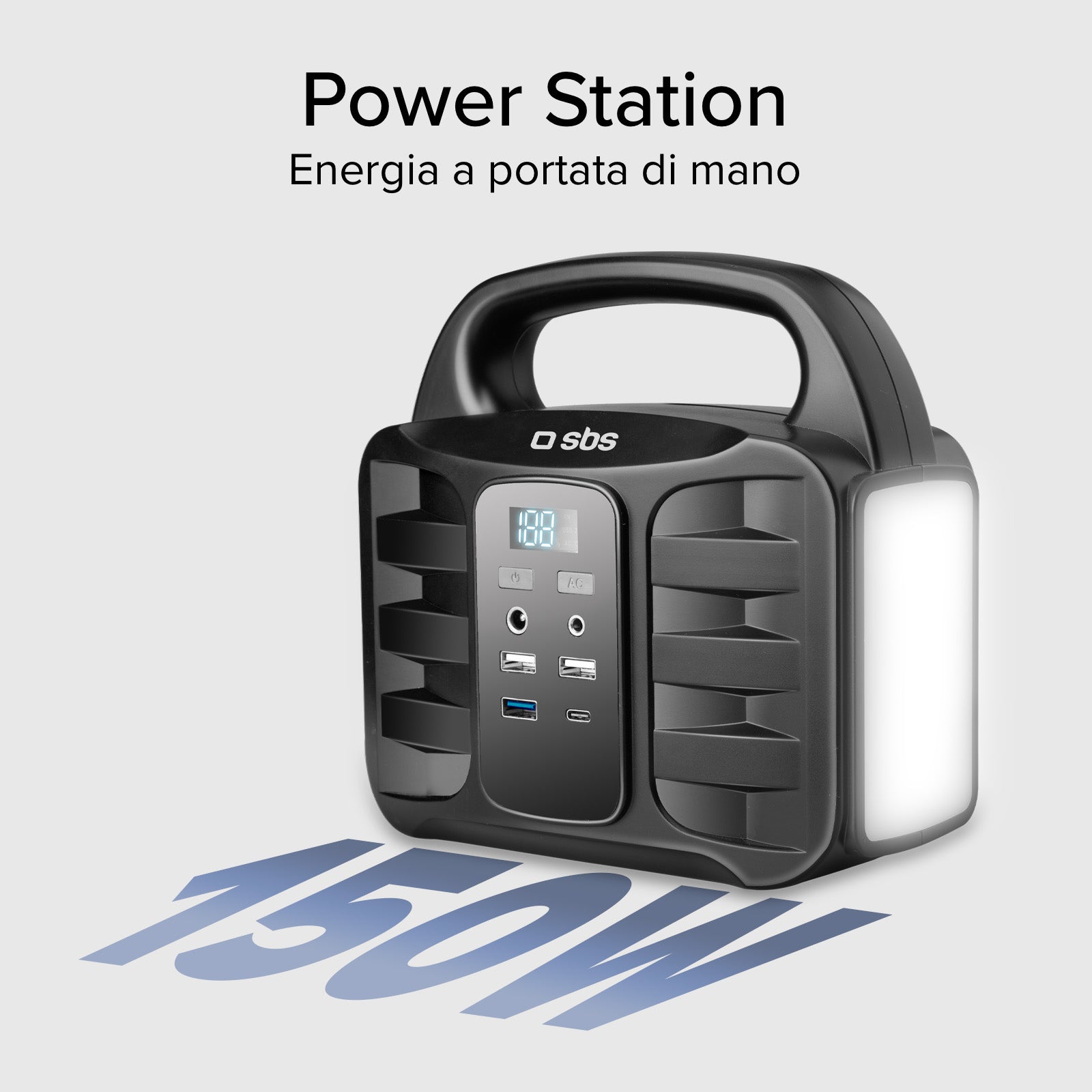 Stazione di ricarica portatile 150 Watt - con USB-A, USB-C, presa AC, presa DC