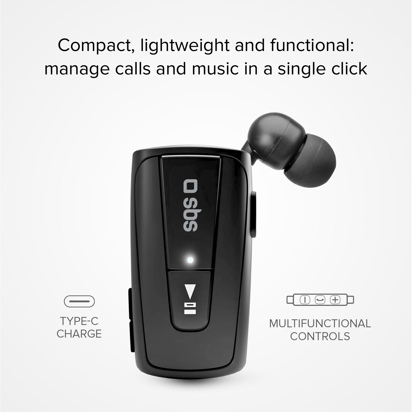 Auricolare Wireless con roller clip