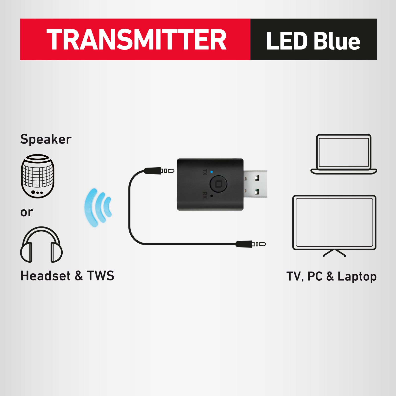 Adaptateur sans fil avec câble USB et Jack 3,5 mm