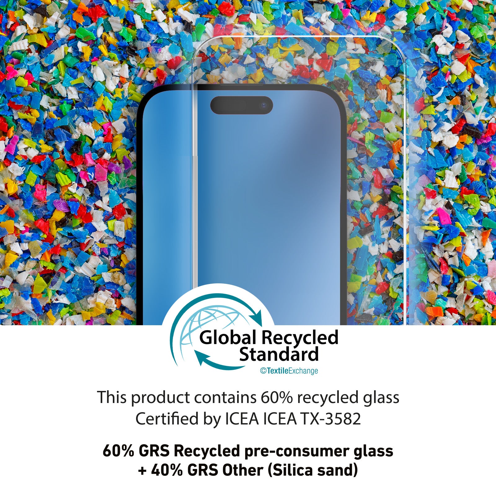 Vetrino eco-sostenibile in materiali riciclati per iPhone 15 Pro