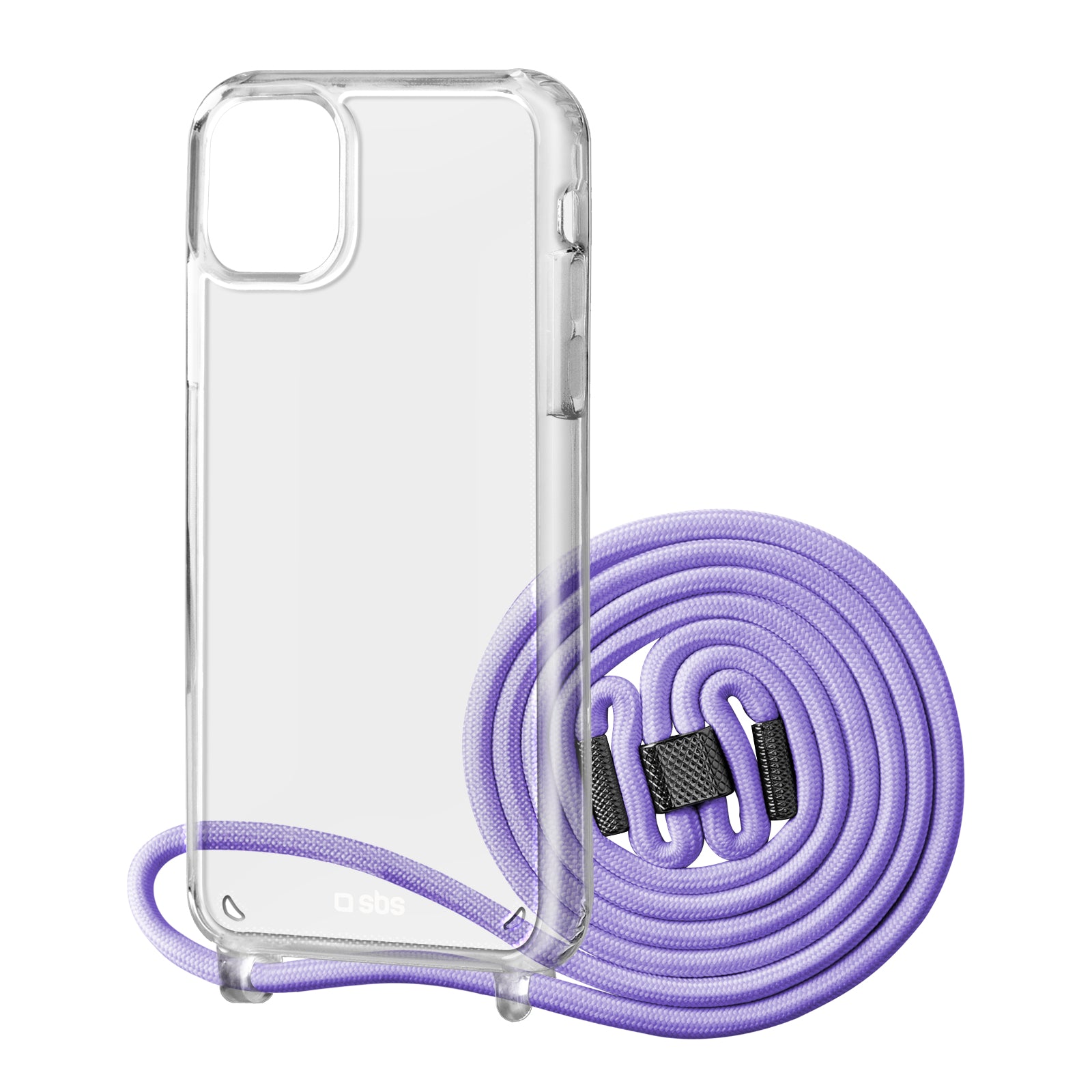 Cover trasparente con laccio da collo colorato per iPhone 11 Pro