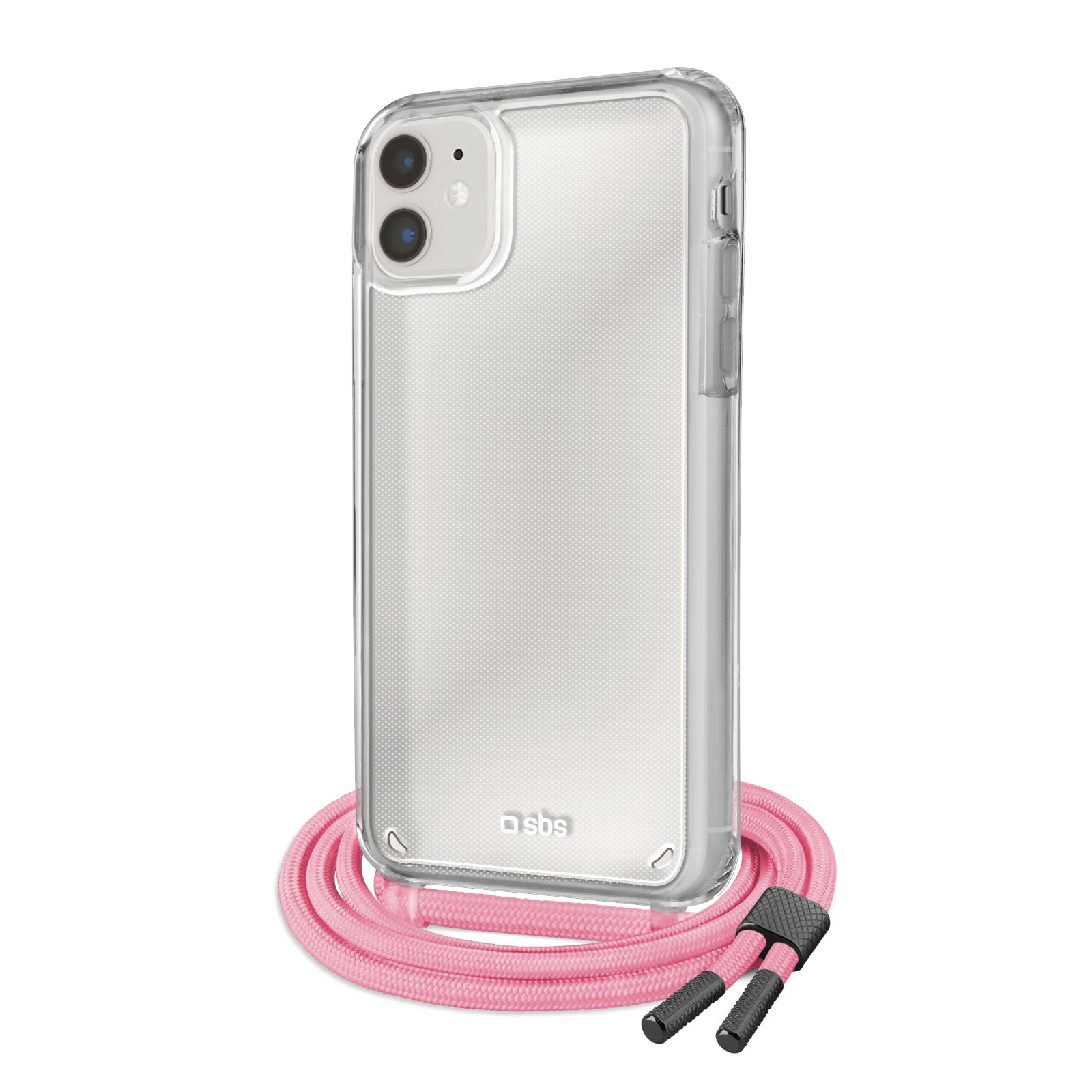 Cover trasparente con laccio da collo colorato per iPhone 11