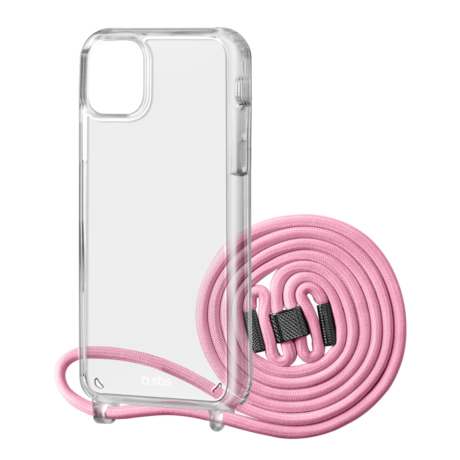 Cover trasparente con laccio da collo colorato per iPhone 11