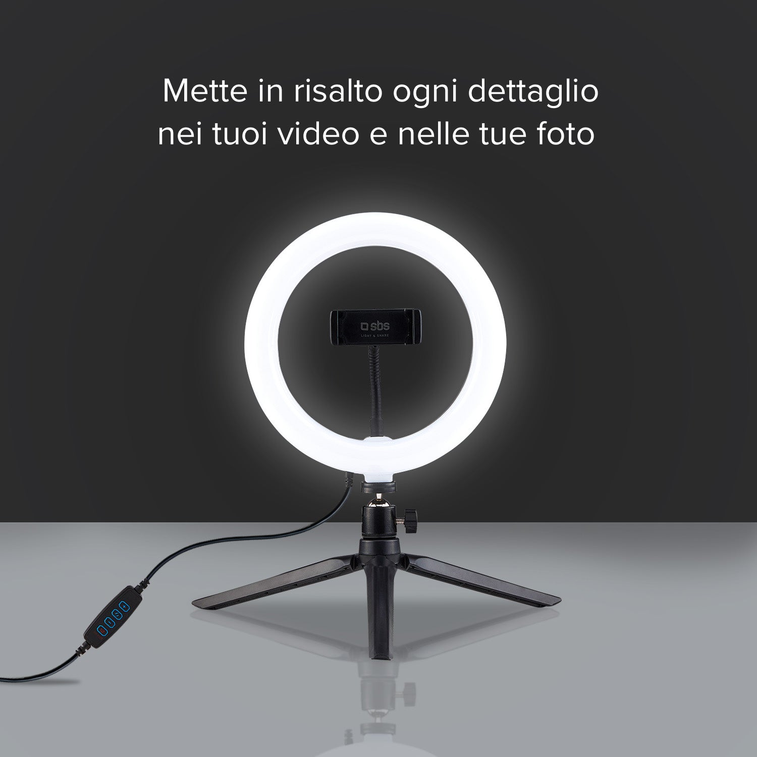 Anello LED con treppiede per video e foto