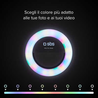 Anello LED universale multicolor con clip per video e foto
