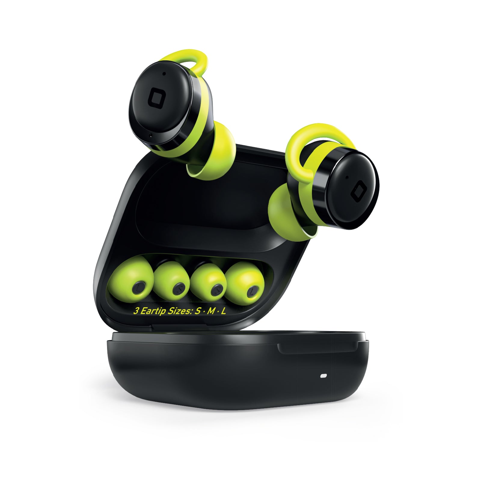 Wireless sports earphones with ear hooks and charging case, 20 hours of battery life, IPX4 resistance, touch controls and voice assistant