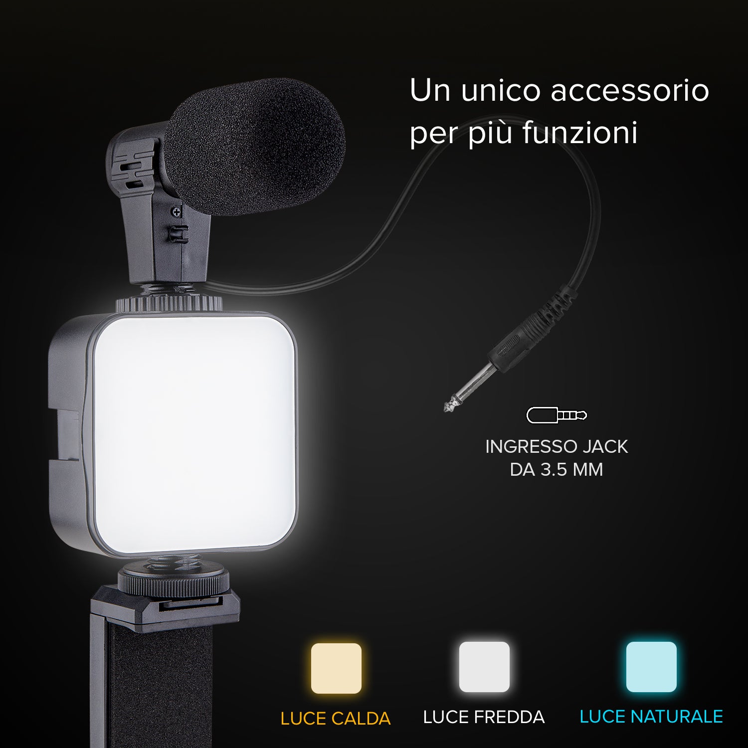 Kit Treppiede pocket con luce LED e microfono