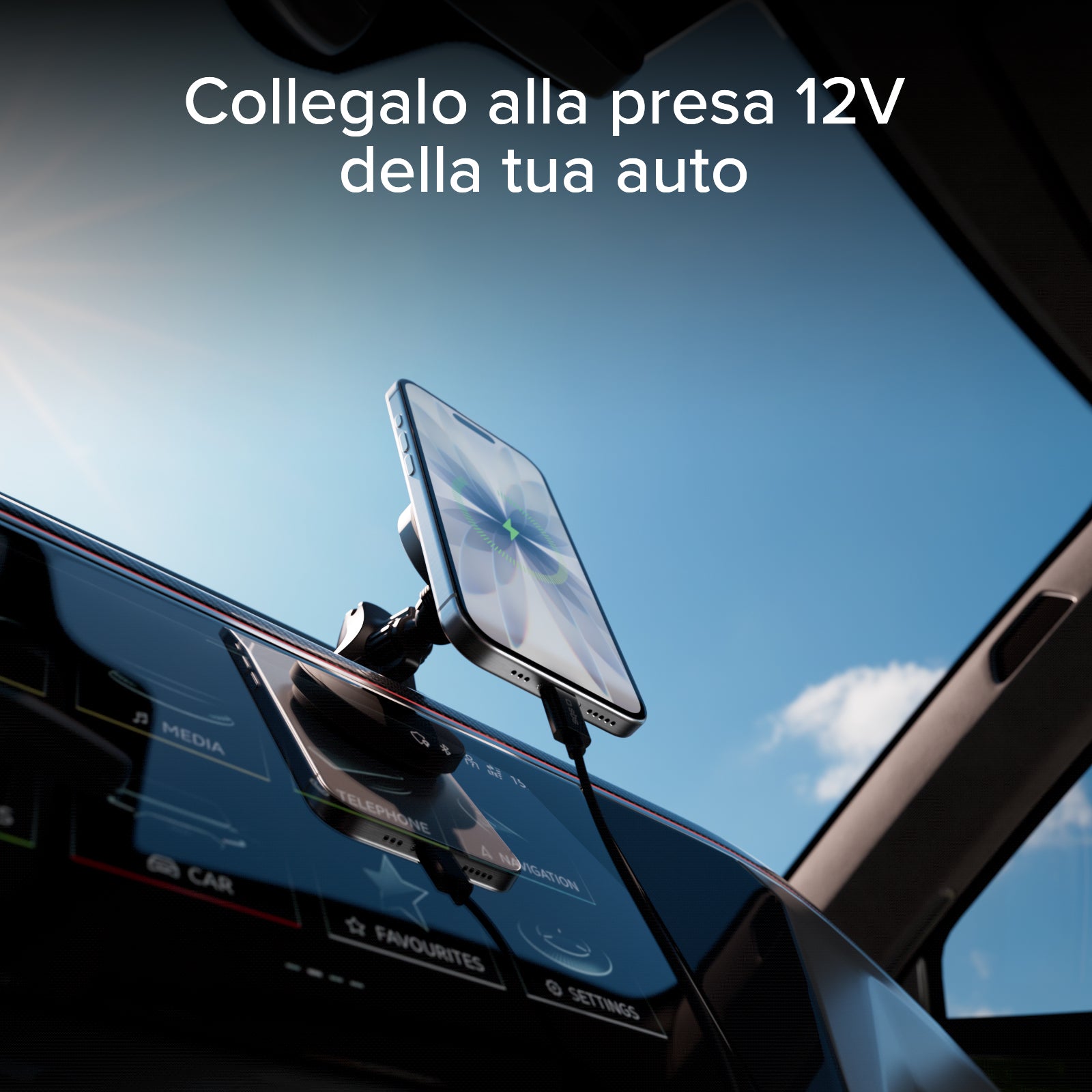 TalkWorks Supporto Magnetico Auto Per IPhone 12 – Rotondo, Per Bocchetta D'Aria, Compatibile Con Magsafe (12/12 Mini/12 Pro/Max)