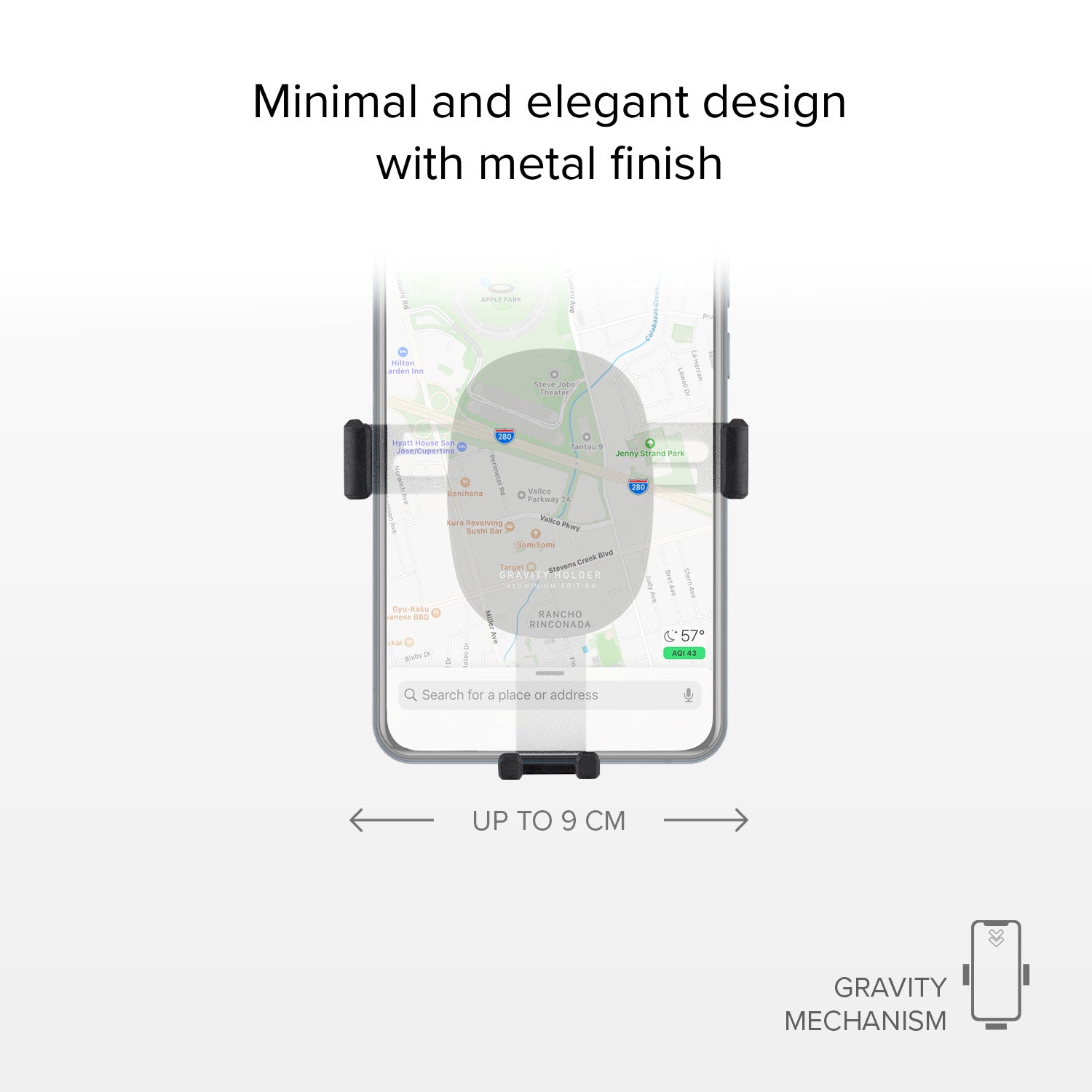 Gravity car smartphone holder with air vent clip