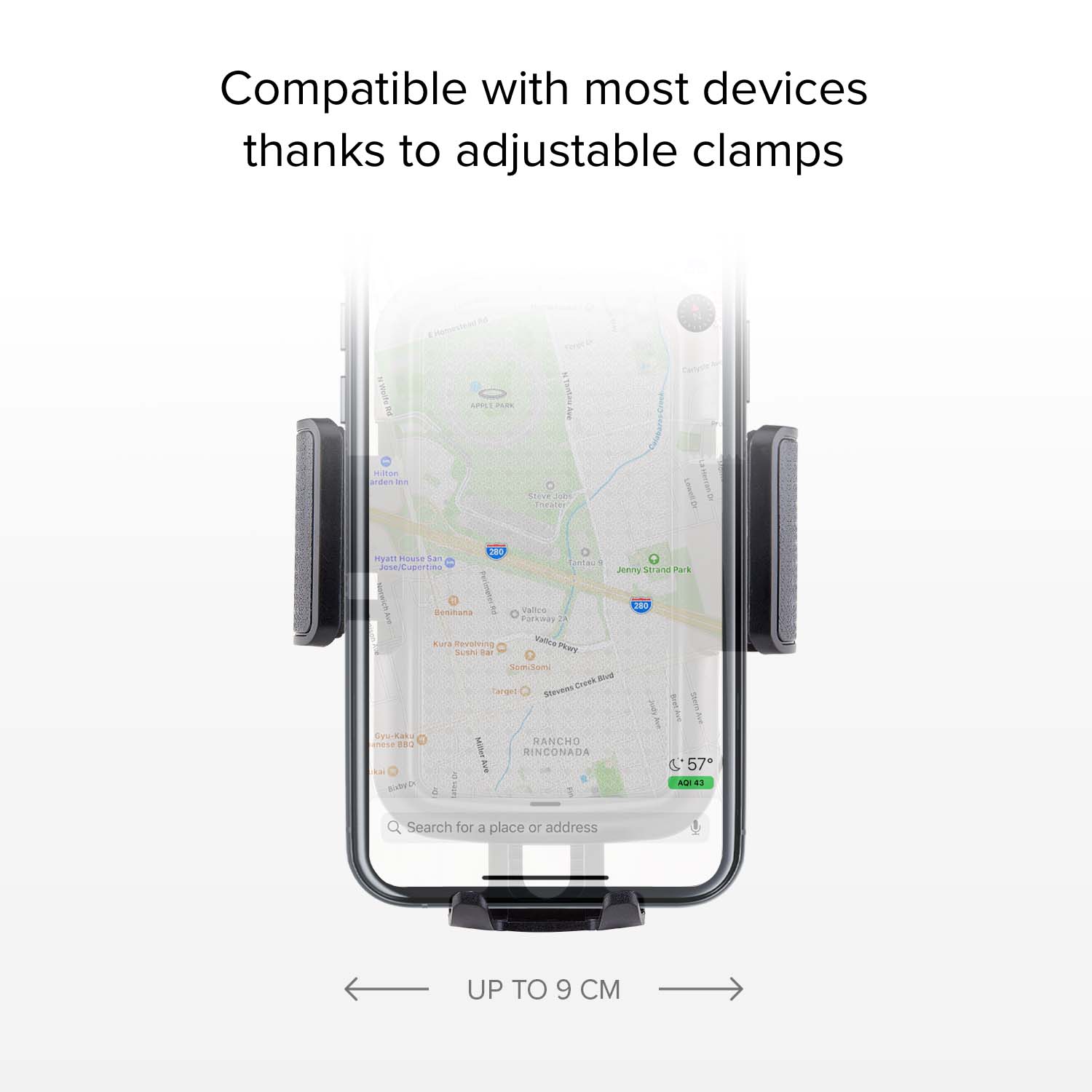 Universal car holder for smartphone up to 6"