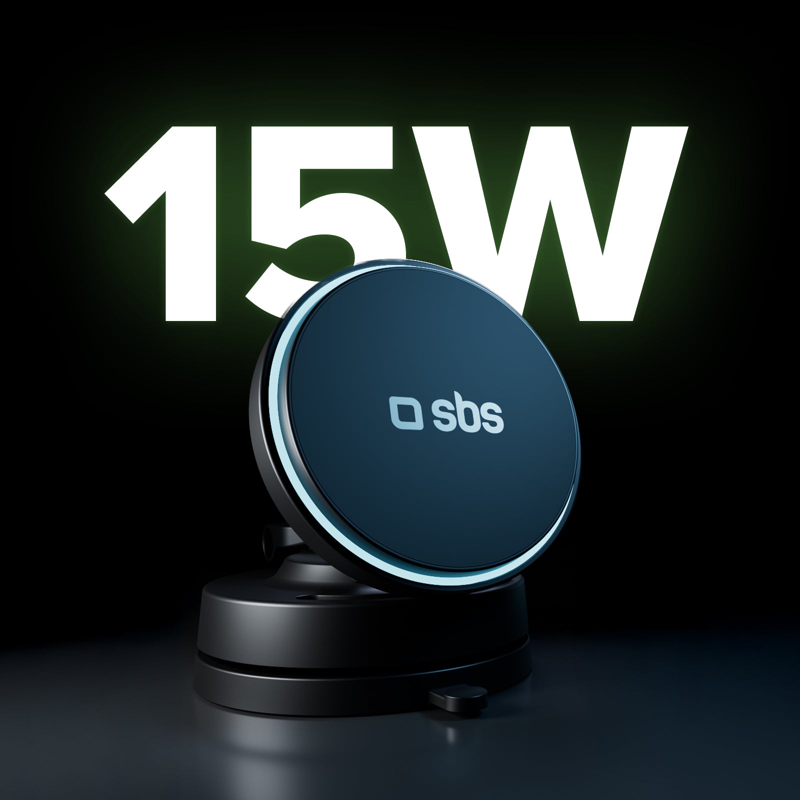 Supporto auto magnetico wireless 15W con ventosa e rotazione 360°