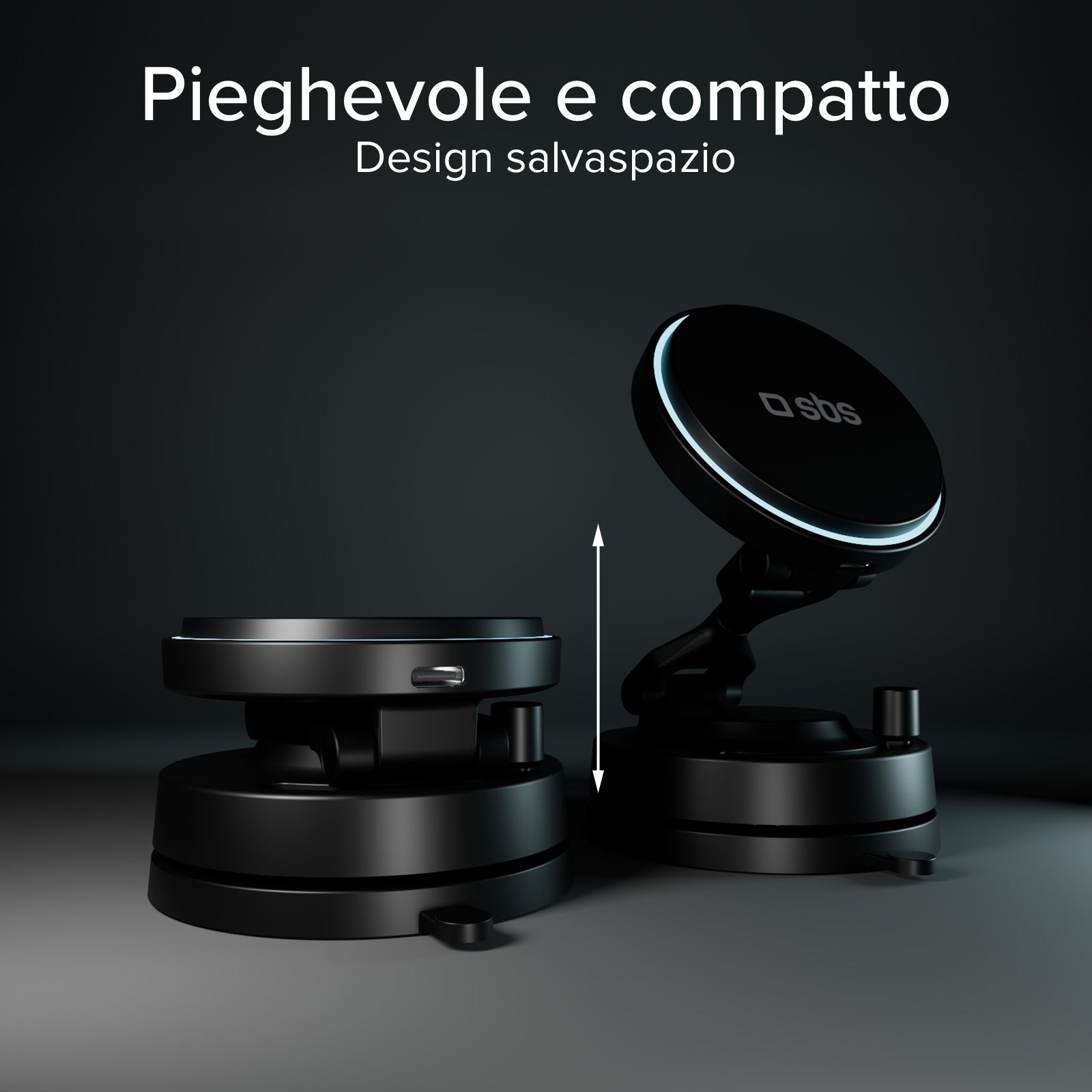 Supporto auto magnetico wireless 15W con ventosa e rotazione 360°