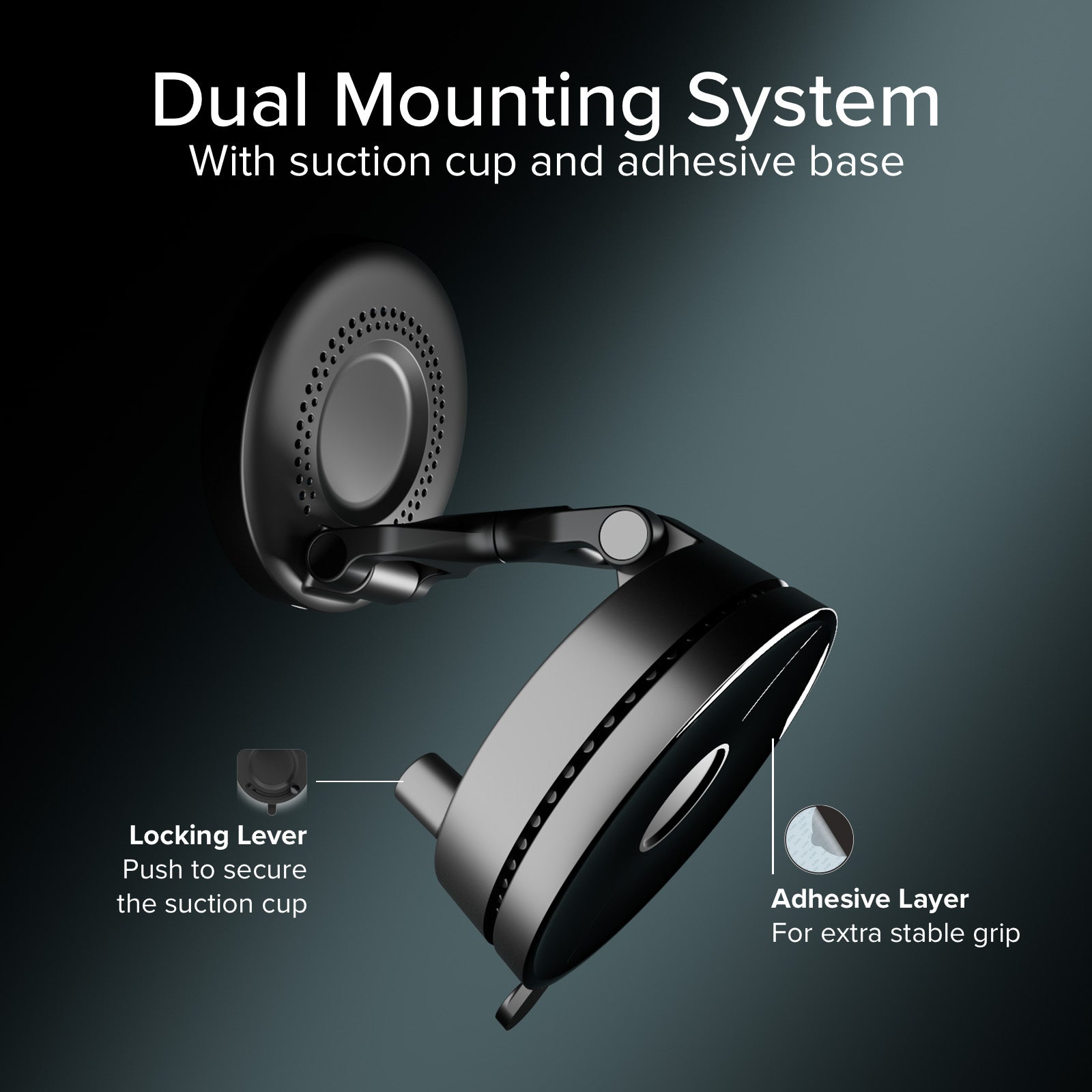 Supporto auto magnetico wireless 15W con ventosa e rotazione 360°