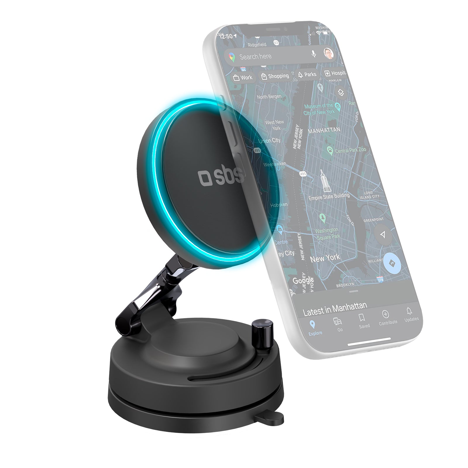 Soporte de coche magnético inalámbrico 15W con ventosa y rotación 360°