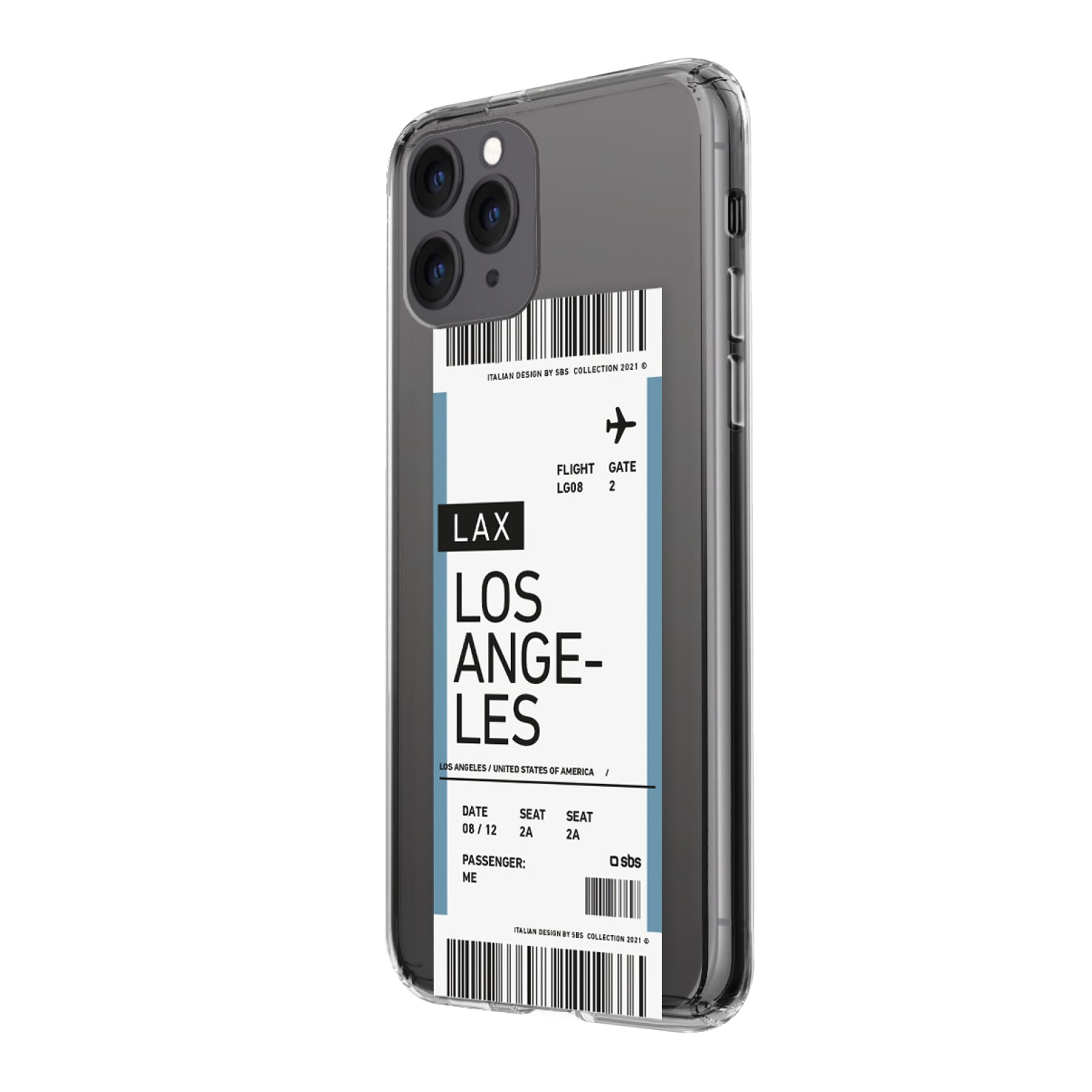 Cover morbida trasparente con texture di biglietto aereo per iPhone 11 Pro