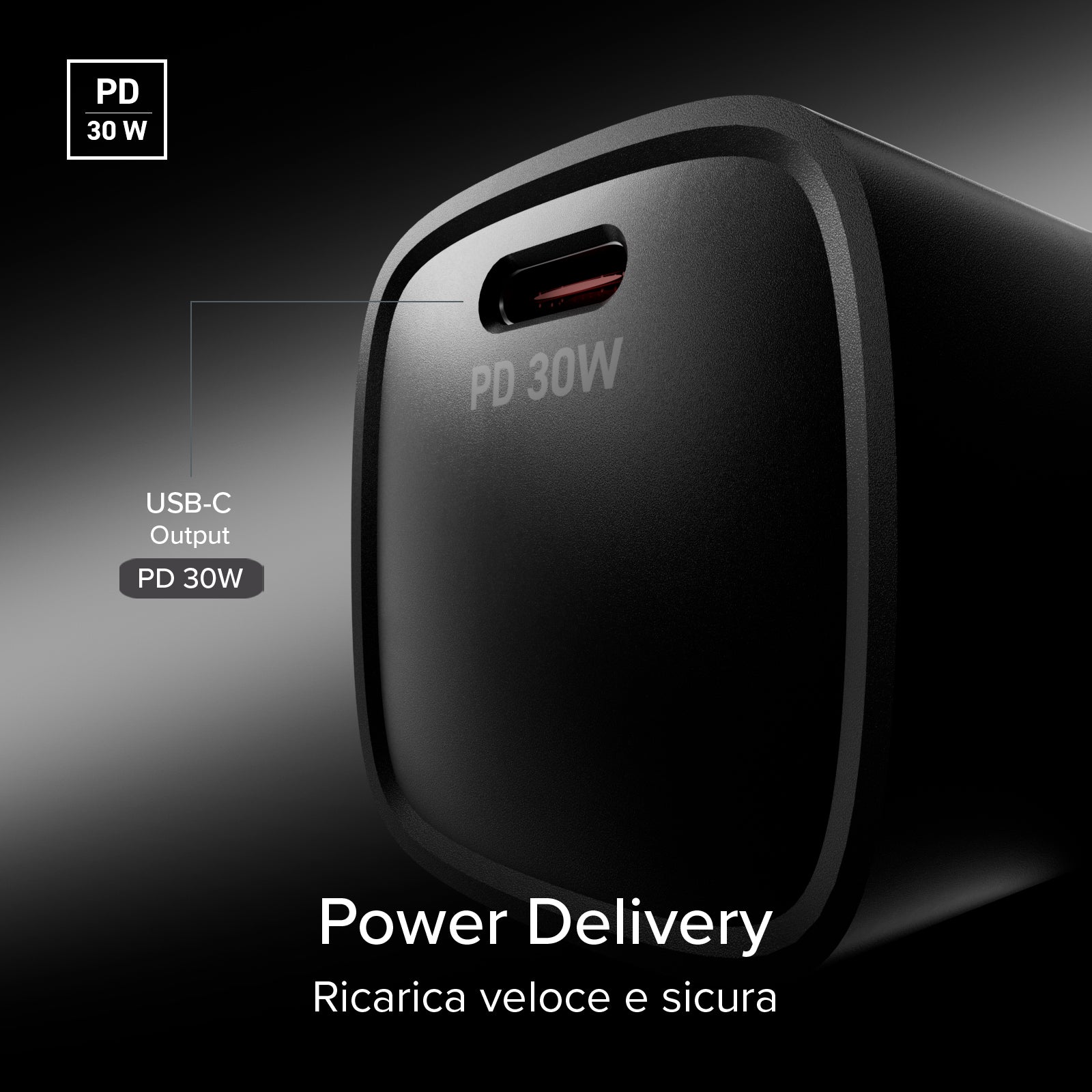 Cargador con puerto USB-C, 30W de potencia y enchufe del Reino Unido