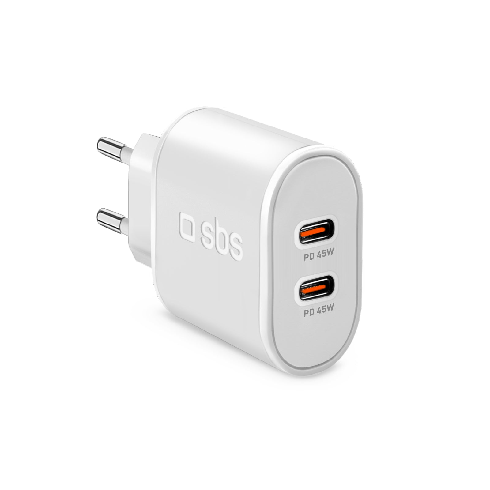 Caricatore caricabatterie con due porte USB-C 45 Watt Power Delivery