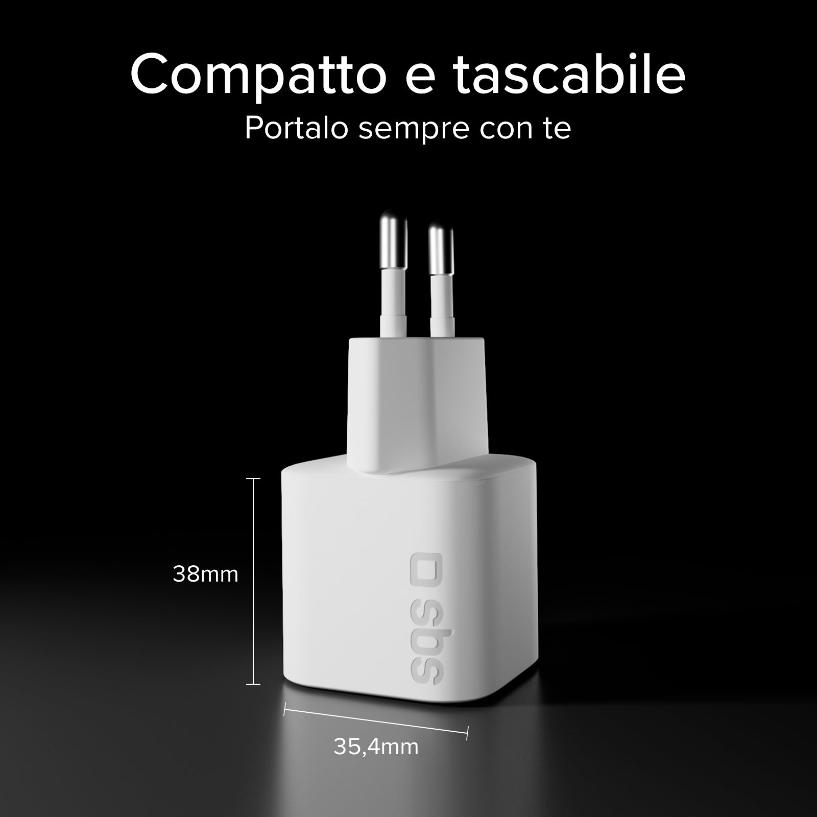 Caricatore da muro USB-C 20W GaN PD 3.0 mini size per smartphone e tablet