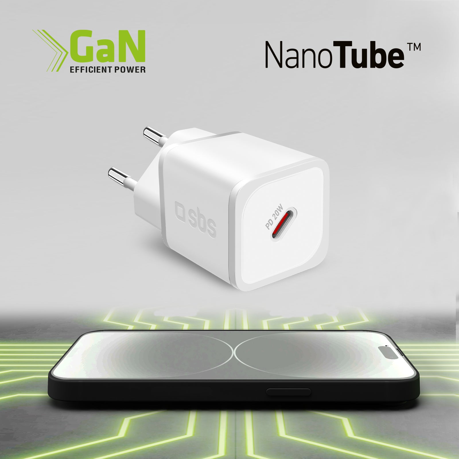 Caricatore caricabatterie ultrarapido GaN da 20 Watt Power Delivery