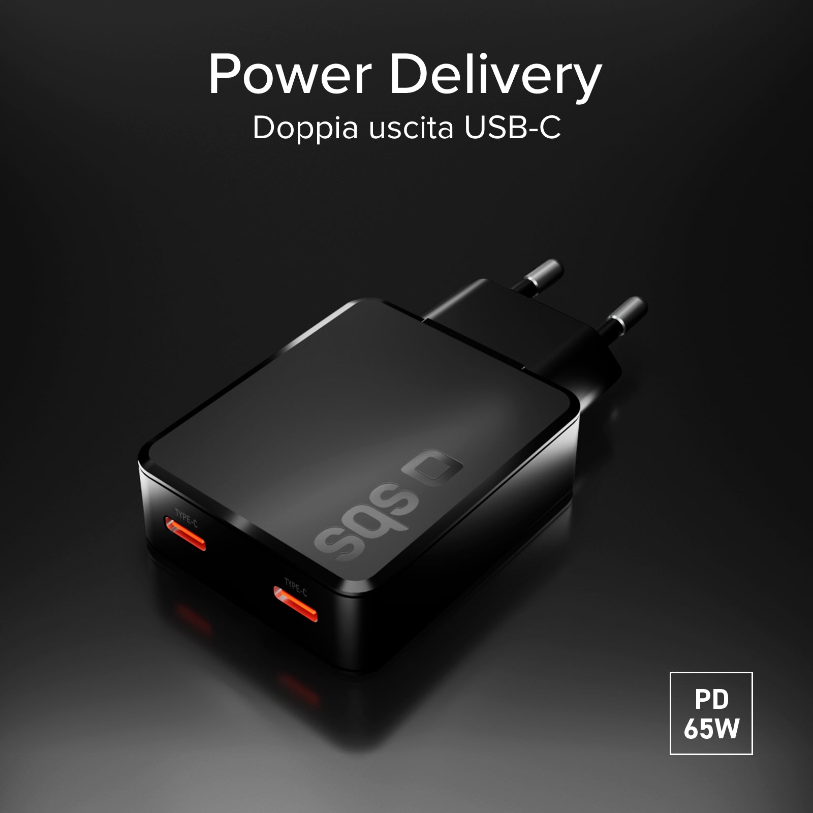 Caricatore da muro 65w USB-C Ultra Slim con doppia uscita