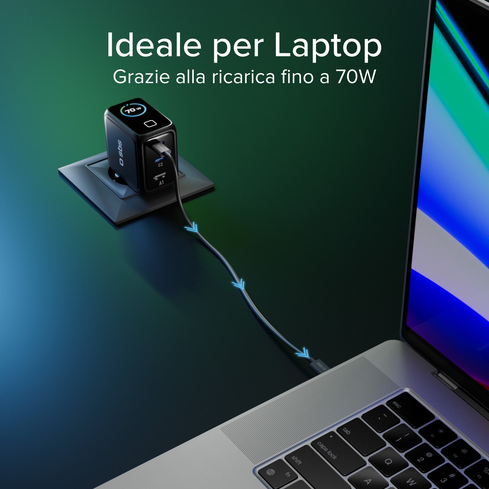 Caricatore USB-C Smart da 70 W con display TFT e Power Control 2.0