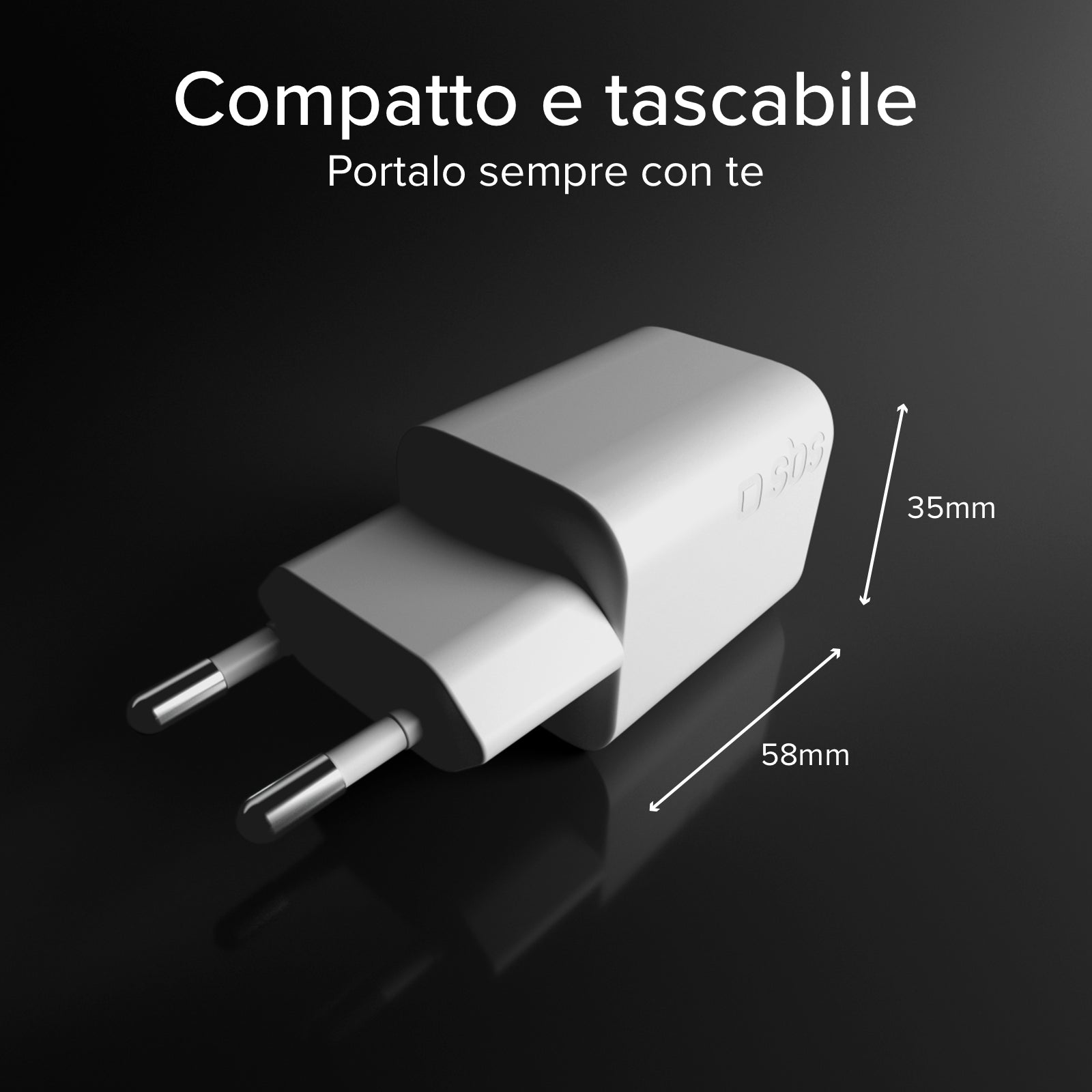 Caricatore 65W GaN con 2 USB‑C e USB‑A